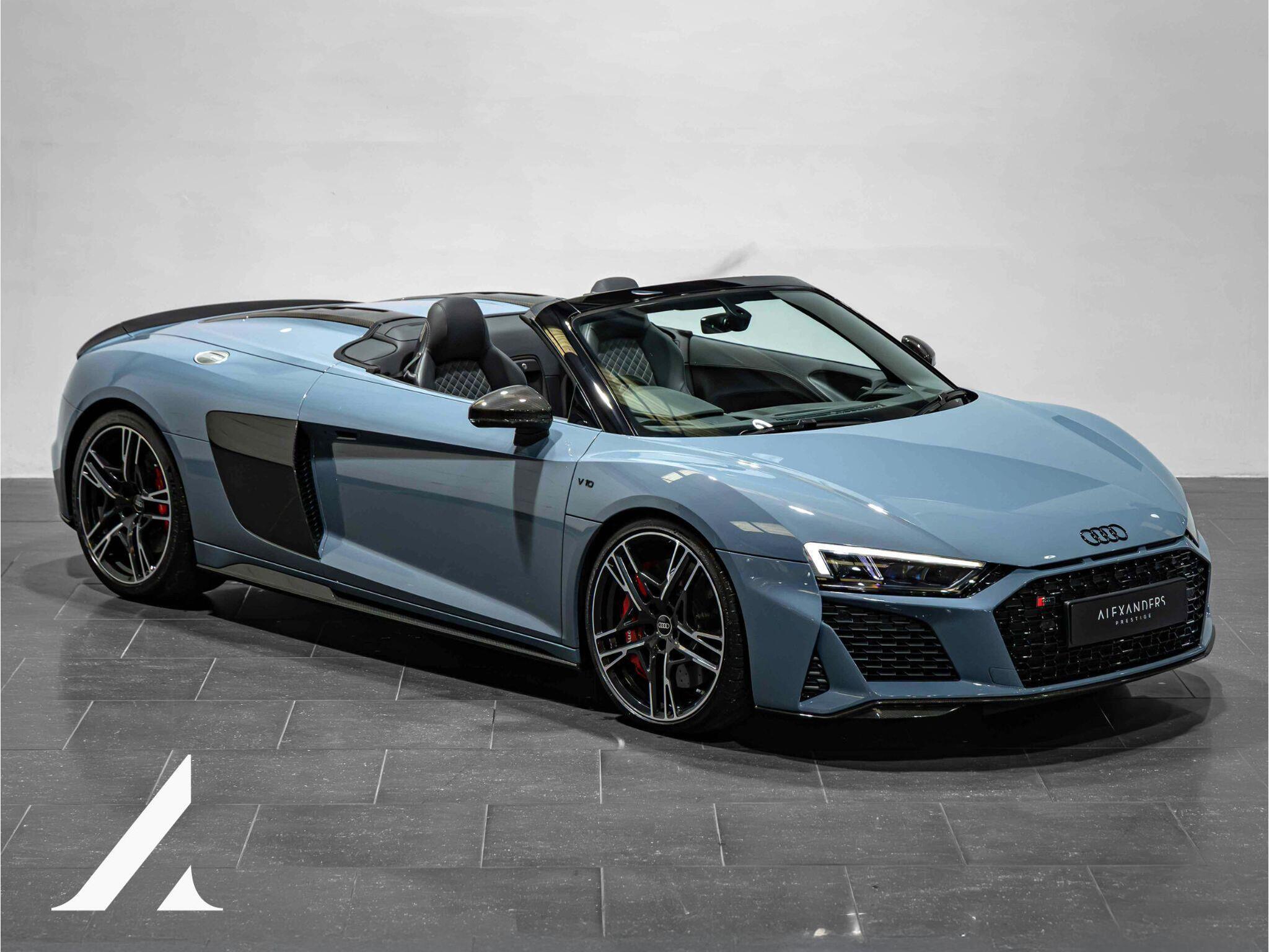 An exterior shot of the front right on a 2021 Audi R8