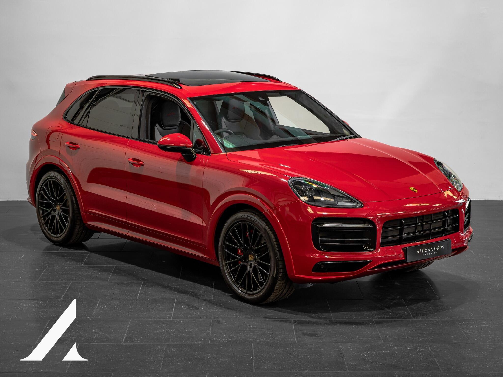 An exterior shot of the front right on a 2021 Porsche Cayenne