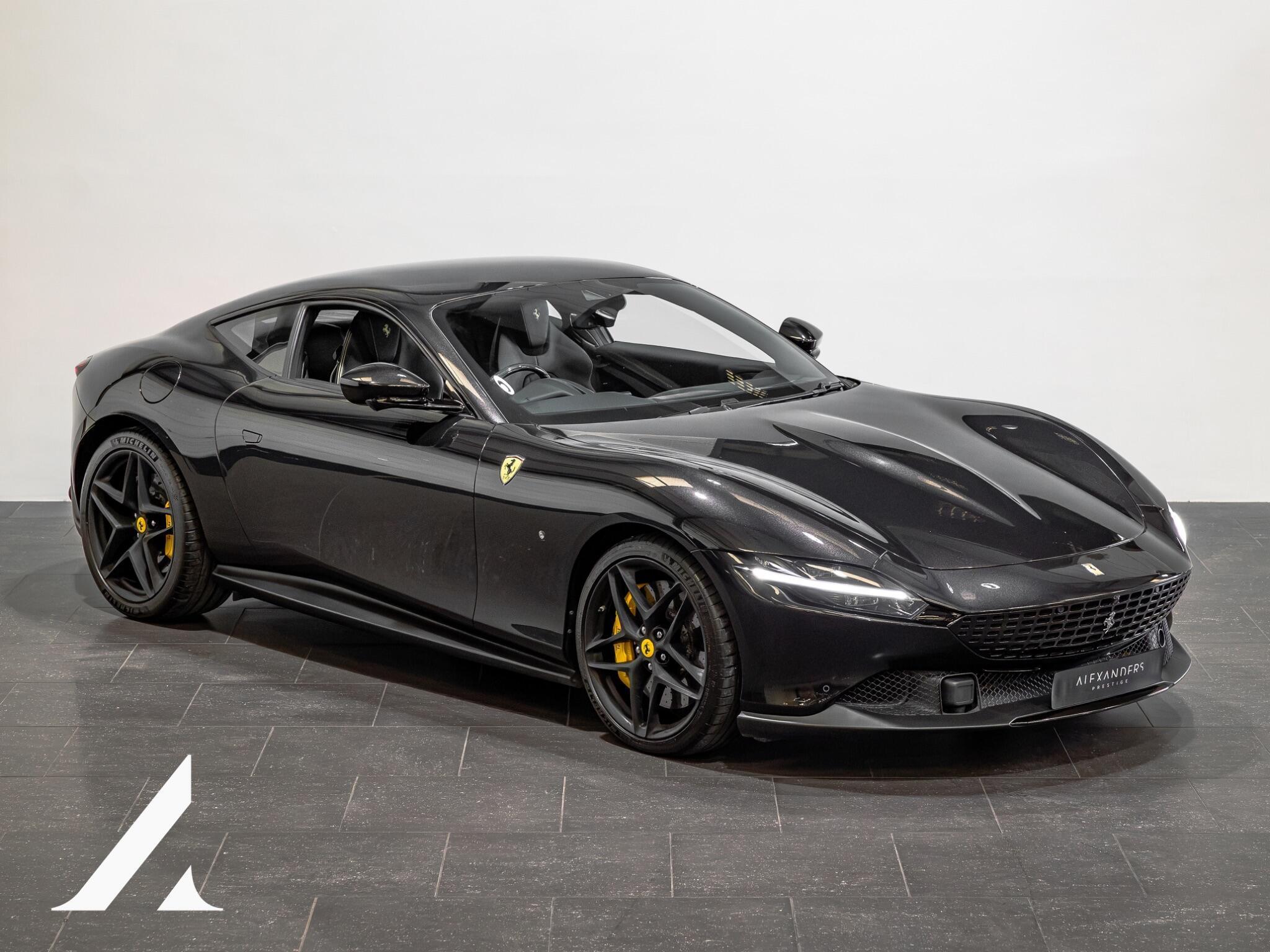 An exterior shot of the front right on a 2021 Ferrari Roma