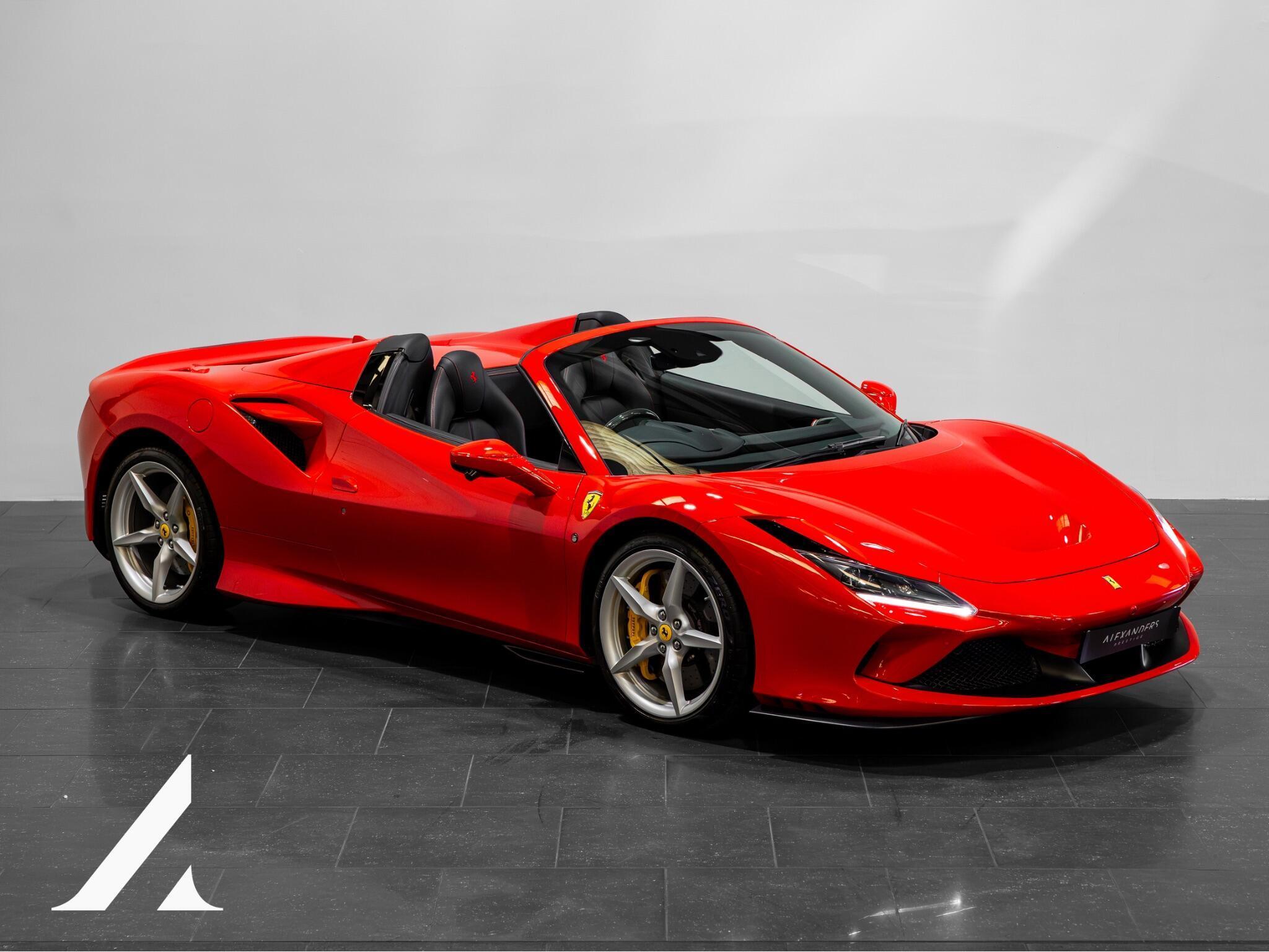 An exterior shot of the front right on a 2022 Ferrari F8 Spider