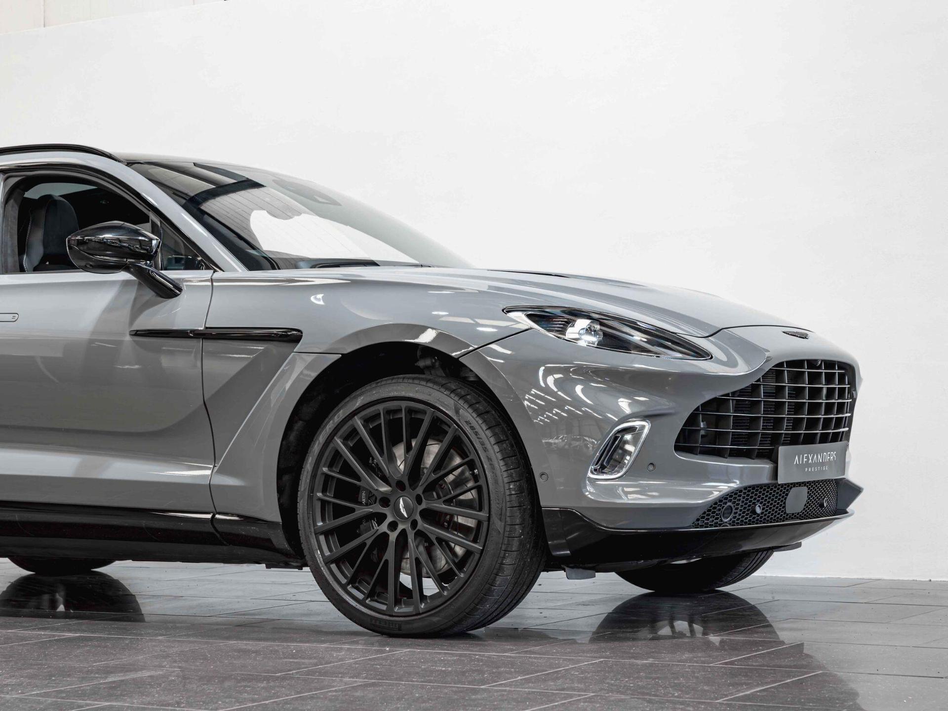 An exterior shot of the front right on a 2022 Aston Martin DBX