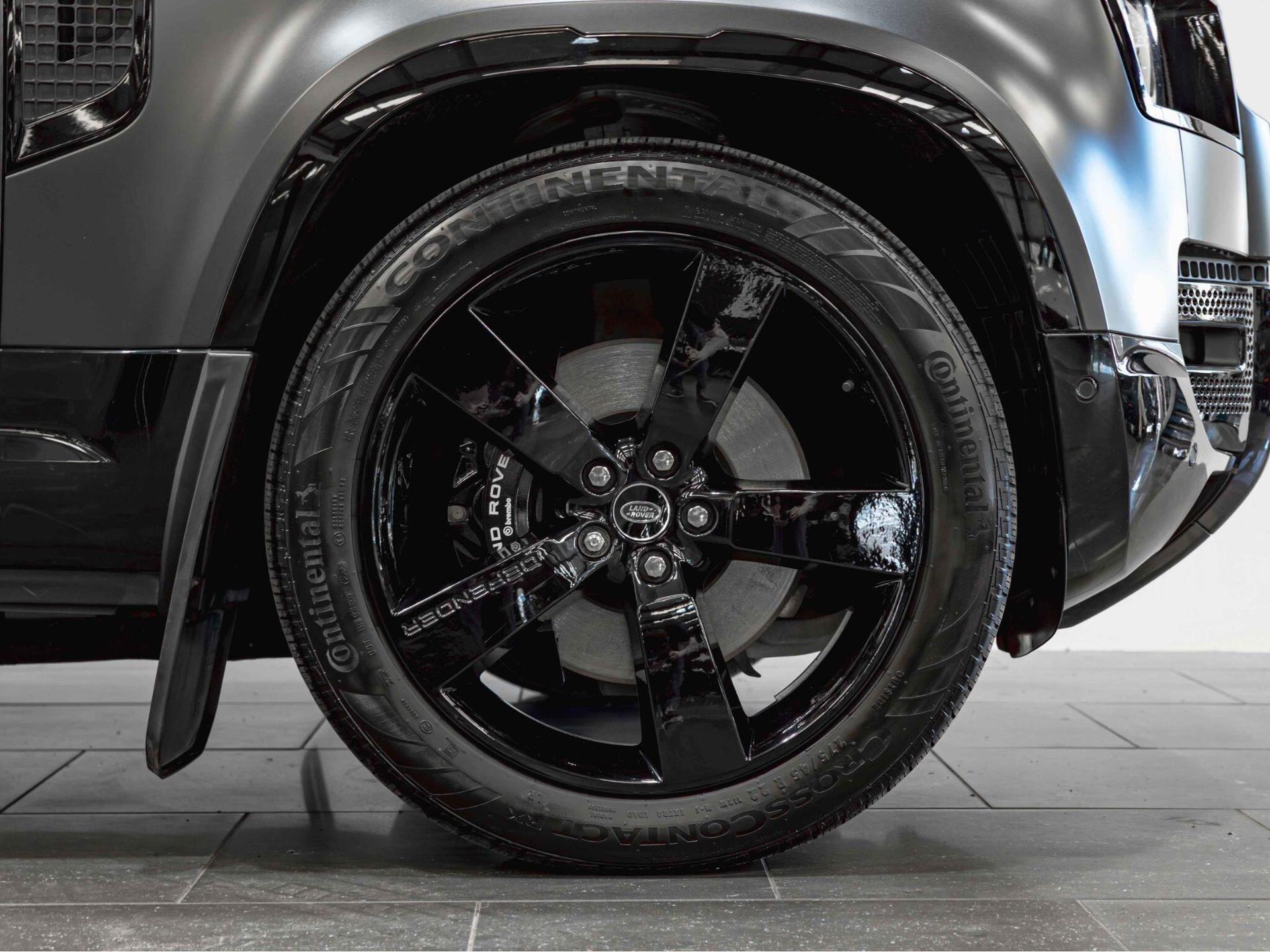 An exterior shot of the wheel on a 2022 Land Rover DEFENDER