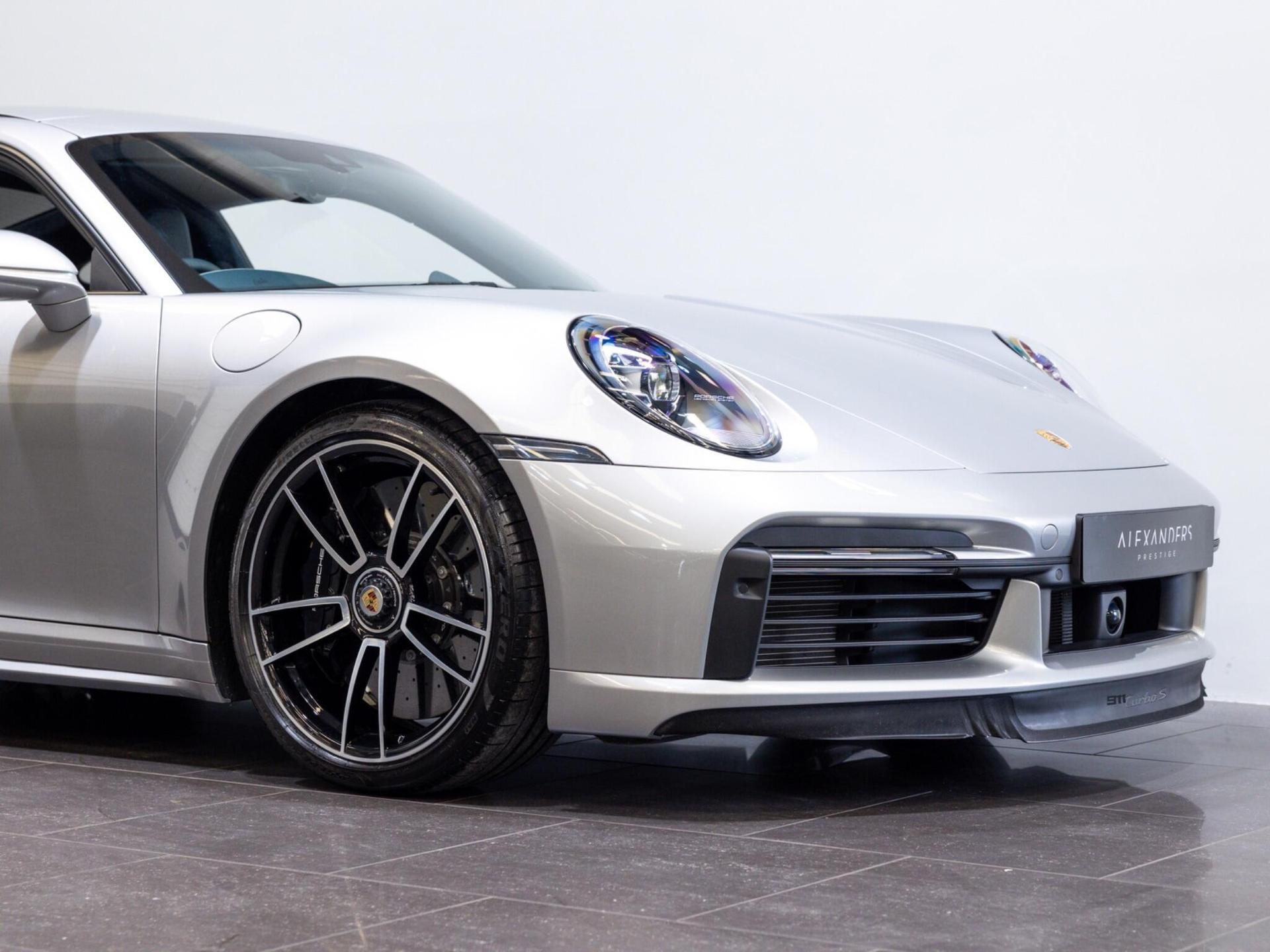 An exterior shot of the front right on a 2021 Porsche 911