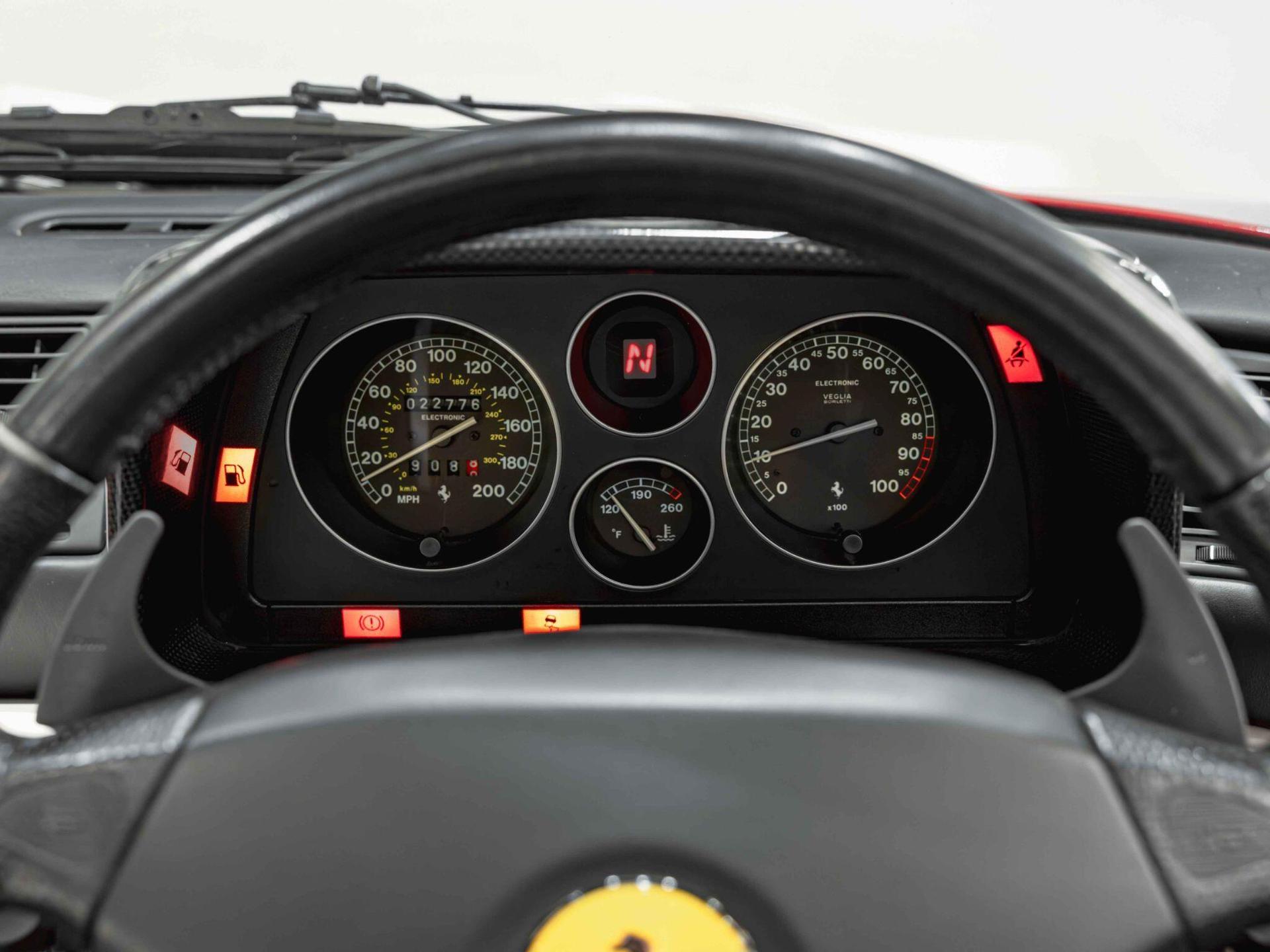 An interior shot of the driver instruments on a 1997 Ferrari F355
