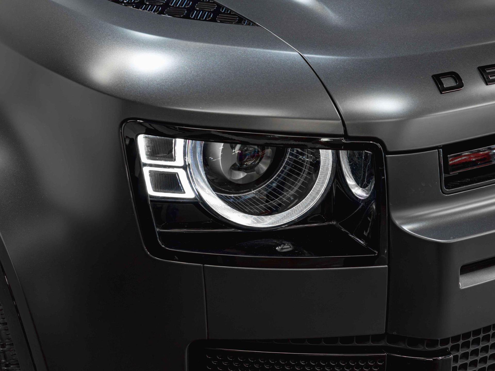 An exterior shot of the lights front on a 2022 Land Rover DEFENDER