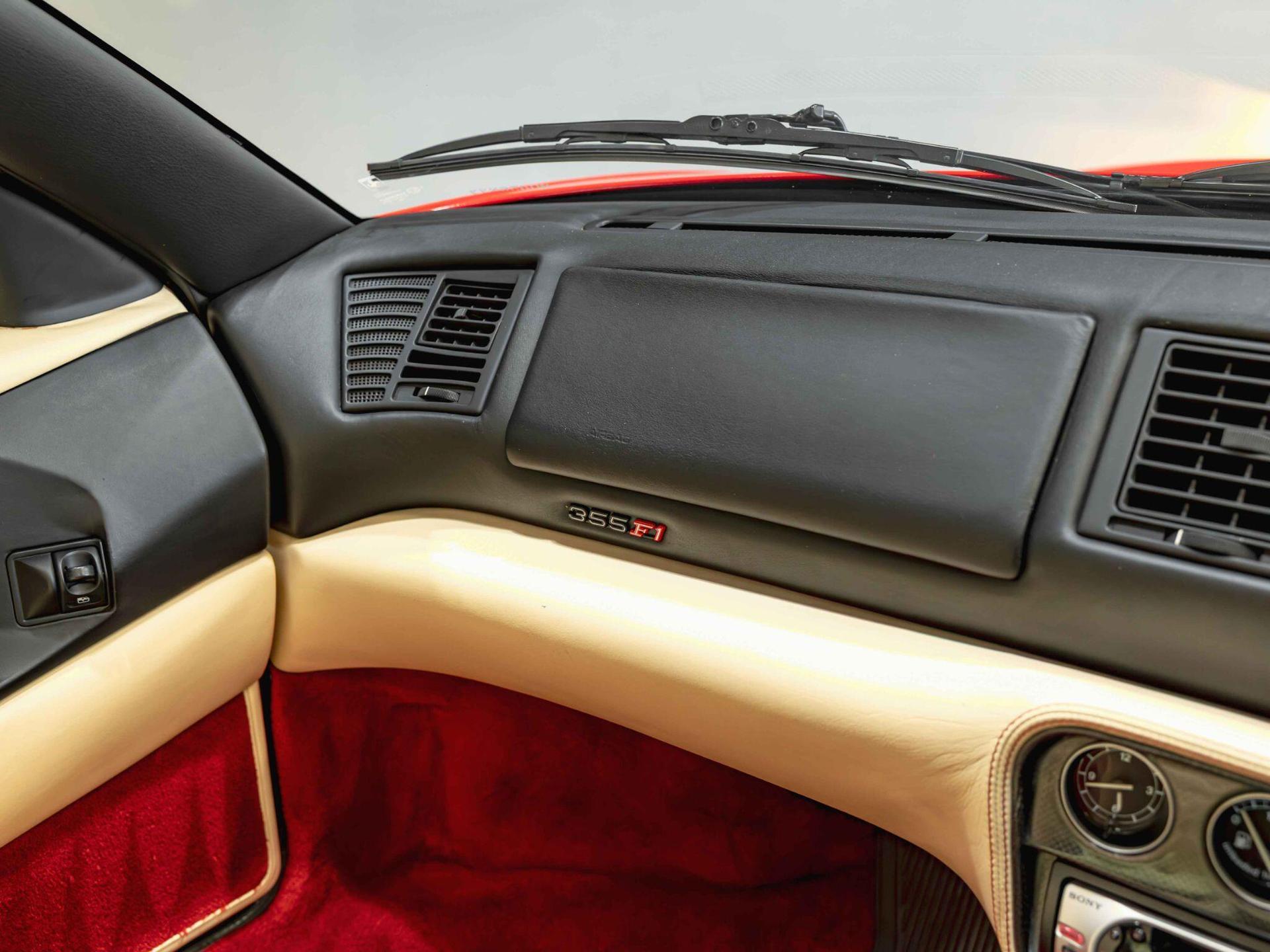An interior shot of the interior front on a 1997 Ferrari F355