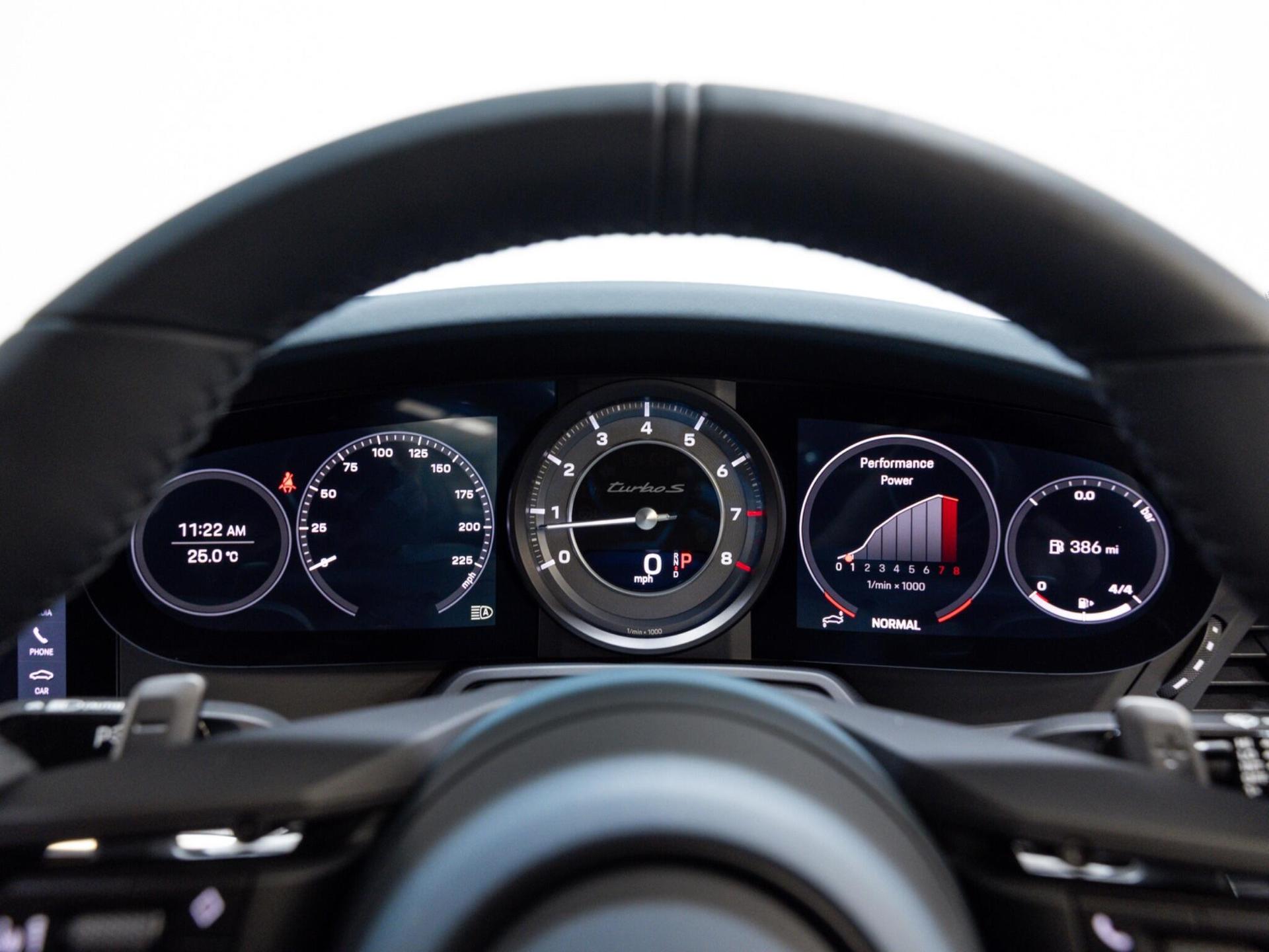 An interior shot of the driver instruments on a 2021 Porsche 911