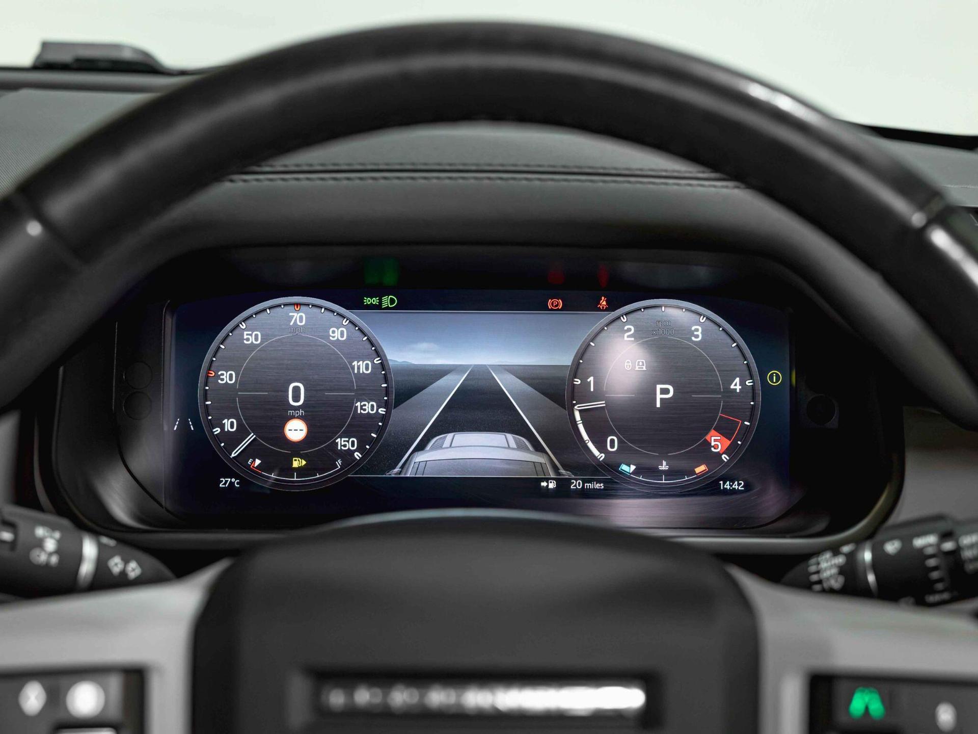 An interior shot of the driver instruments on a 2024 Land Rover Defender 90