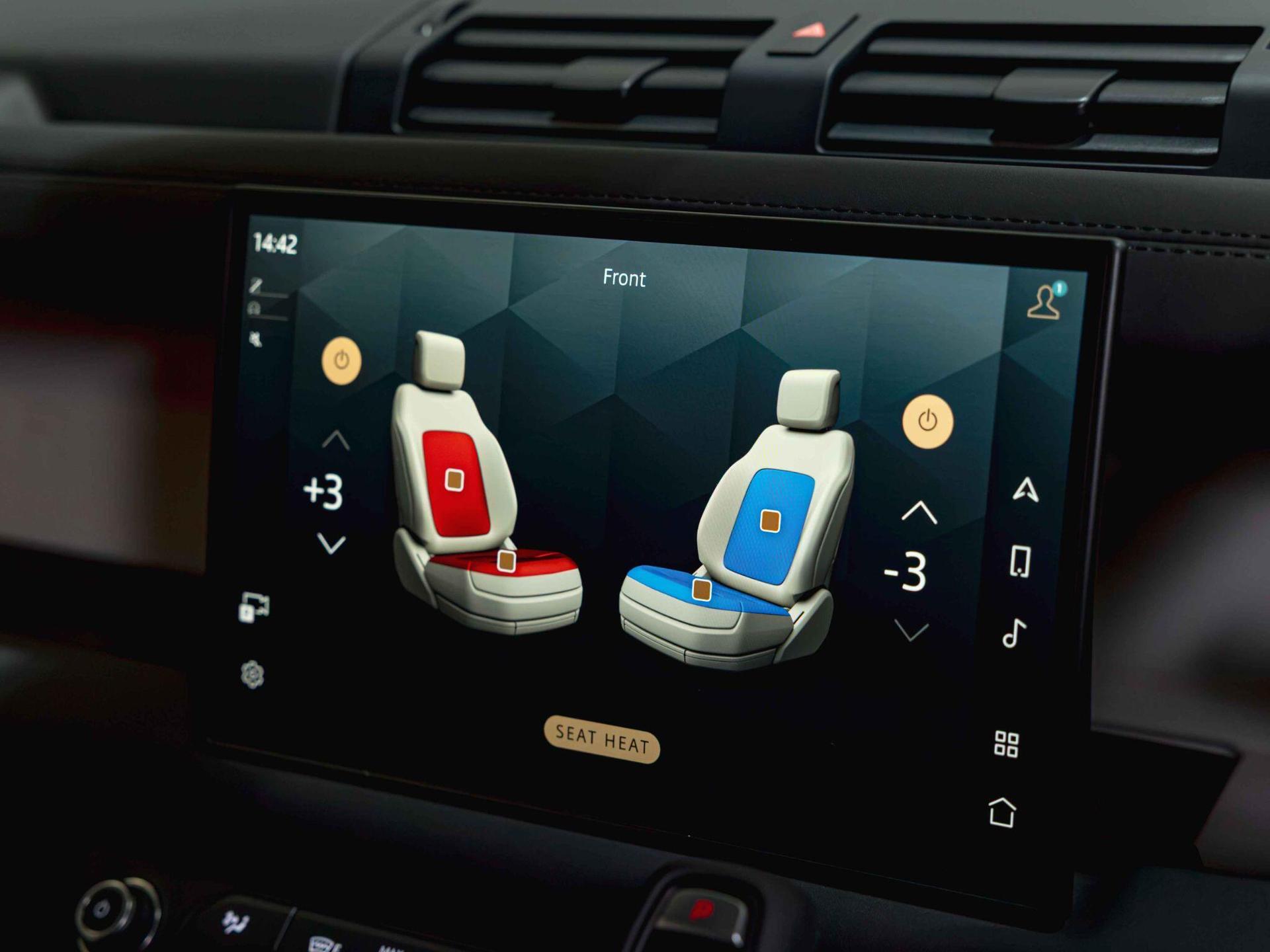 An interior shot of the infotainment system on a 2024 Land Rover Defender 90
