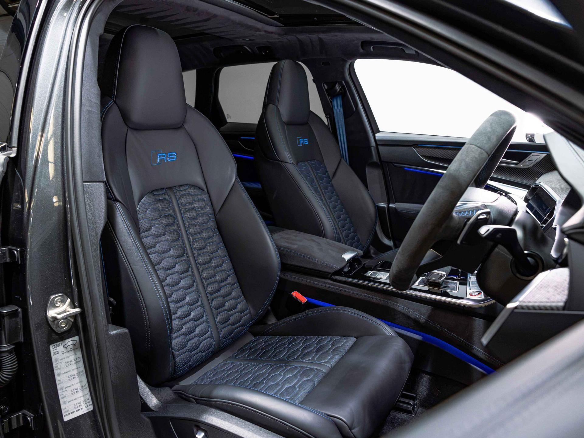 An interior shot of the driver seat on a 2024 Audi RS6 Avant