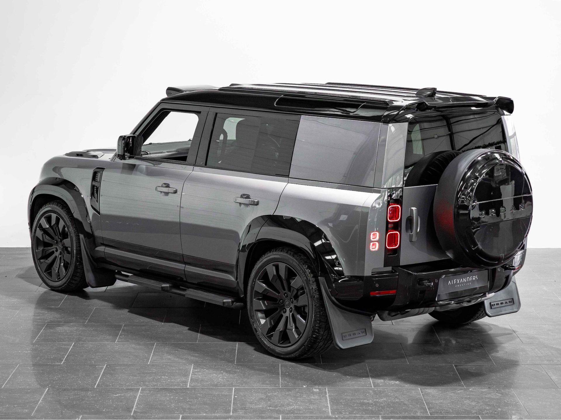 An exterior shot of the rear left on a 2023 Land Rover Defender 110