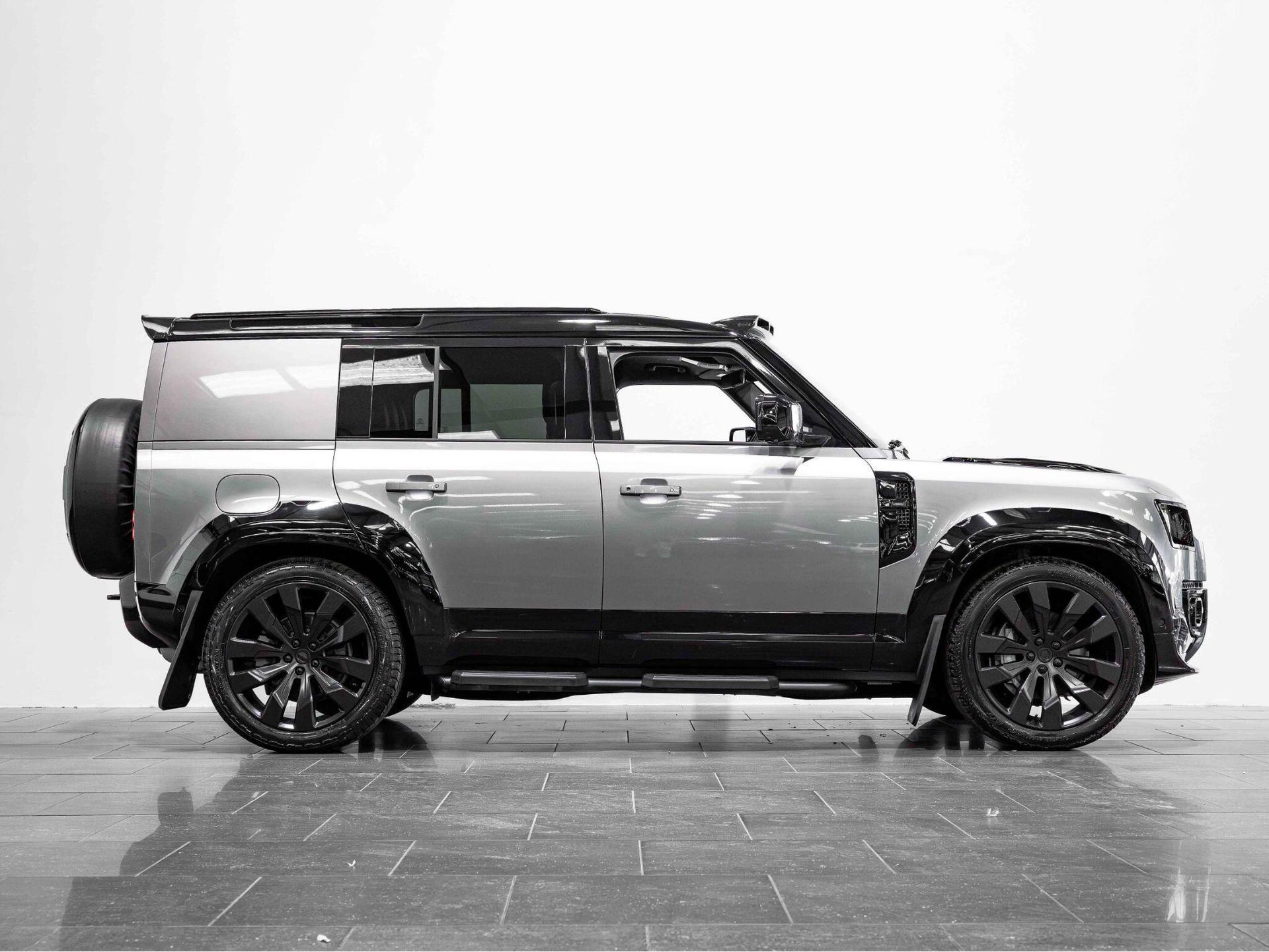 An exterior shot of the side right on a 2023 Land Rover Defender 110