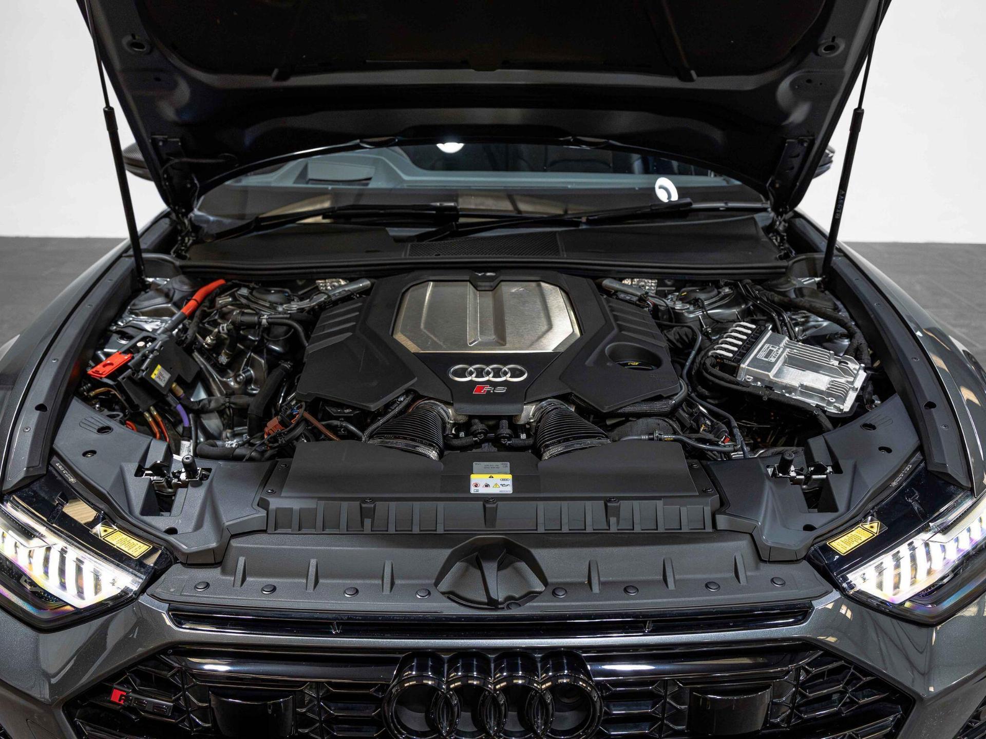 An exterior shot of the engine on a 2024 Audi RS6 Avant