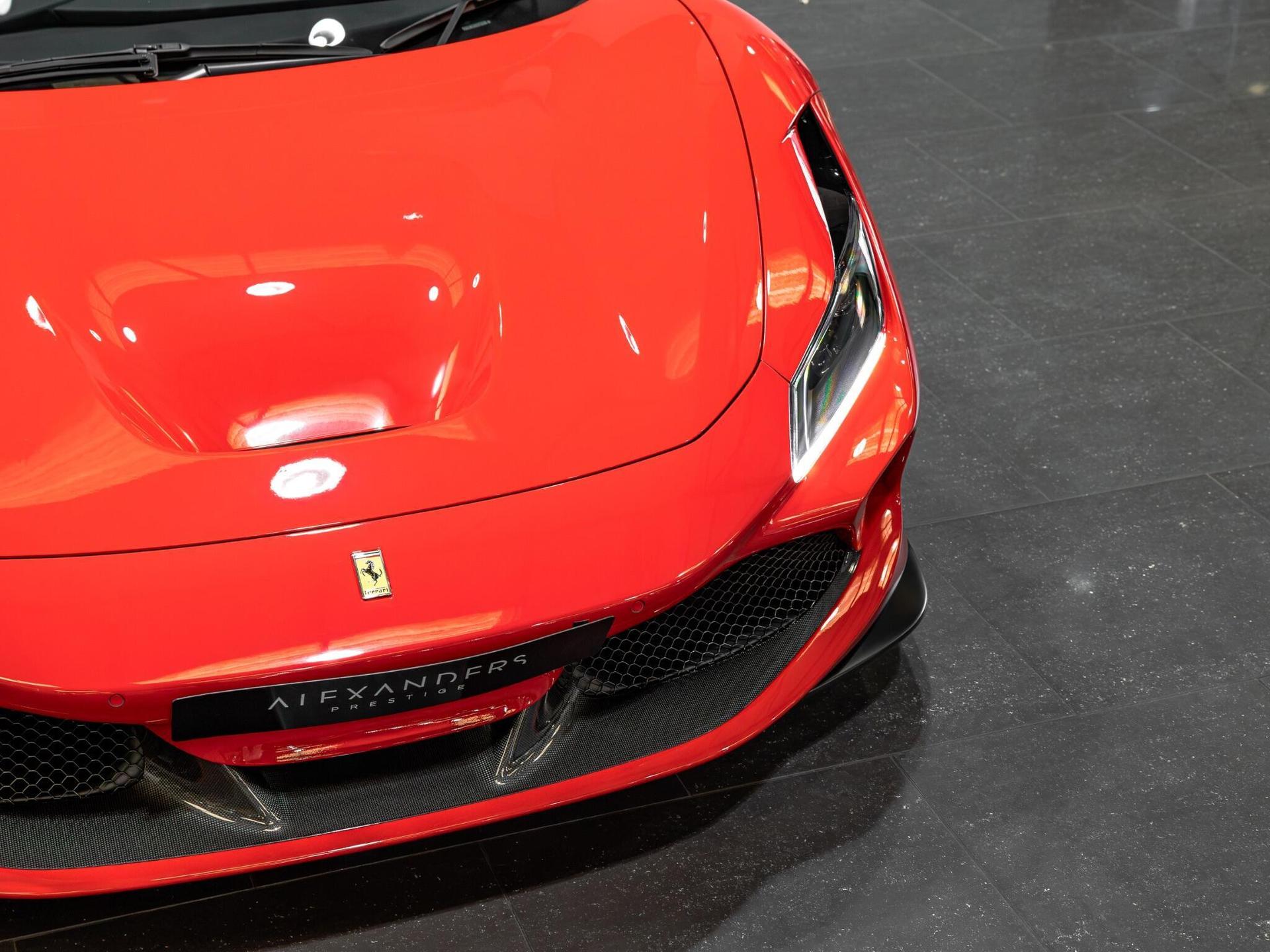 An exterior shot of the lights front on a 2021 Ferrari F8 Spider