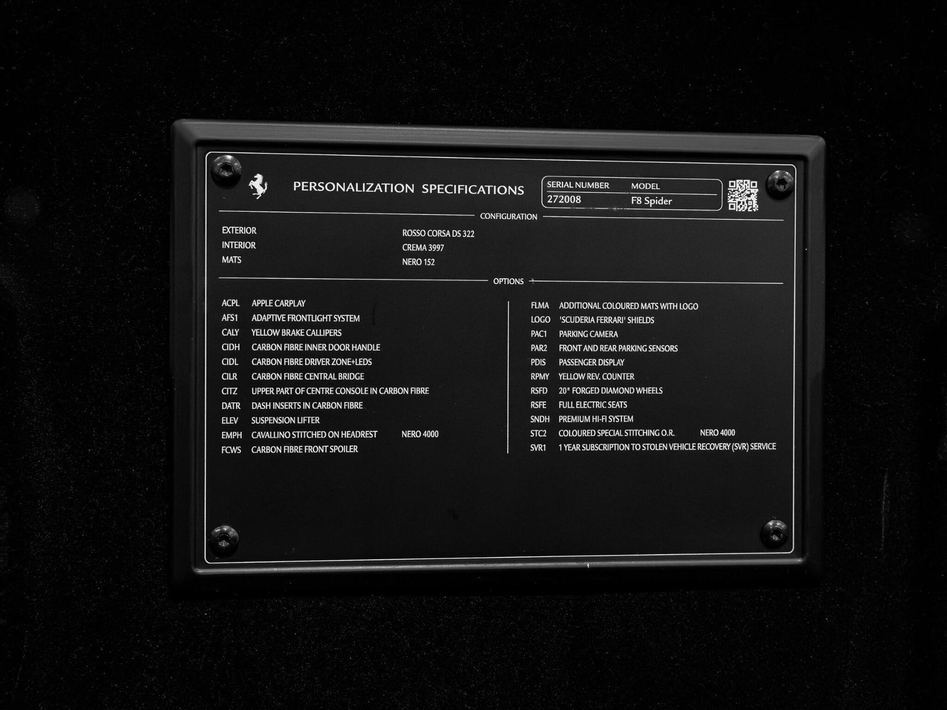 An interior shot of the infotainment system on a 2021 Ferrari F8 Spider