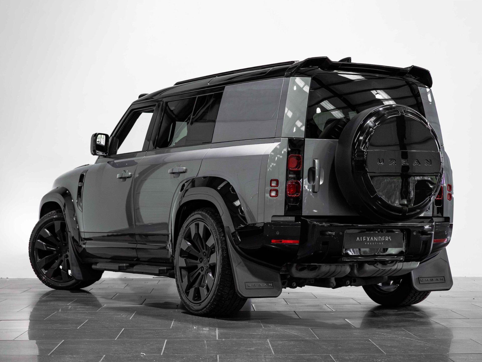 An exterior shot of the rear left on a 2023 Land Rover Defender 110