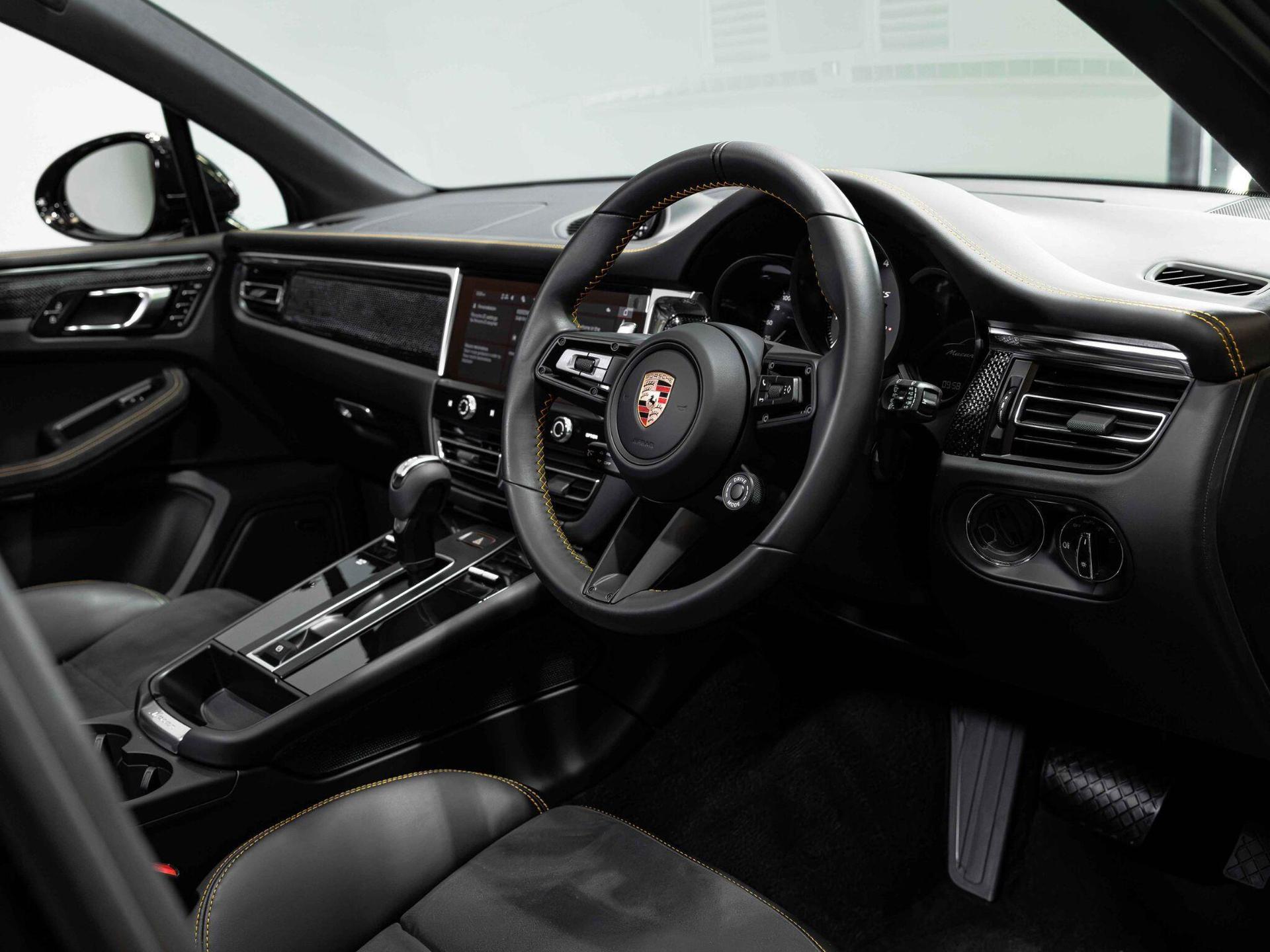 An interior shot of the interior front on a 2025 Porsche Macan