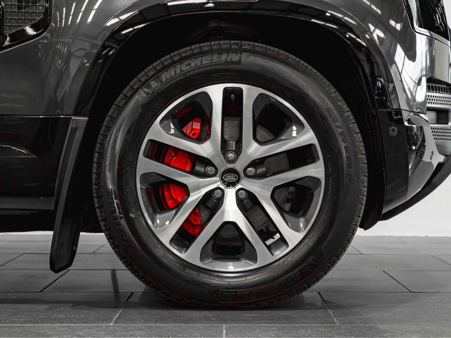 An exterior shot of the wheel on a 2024 Land Rover Defender 90