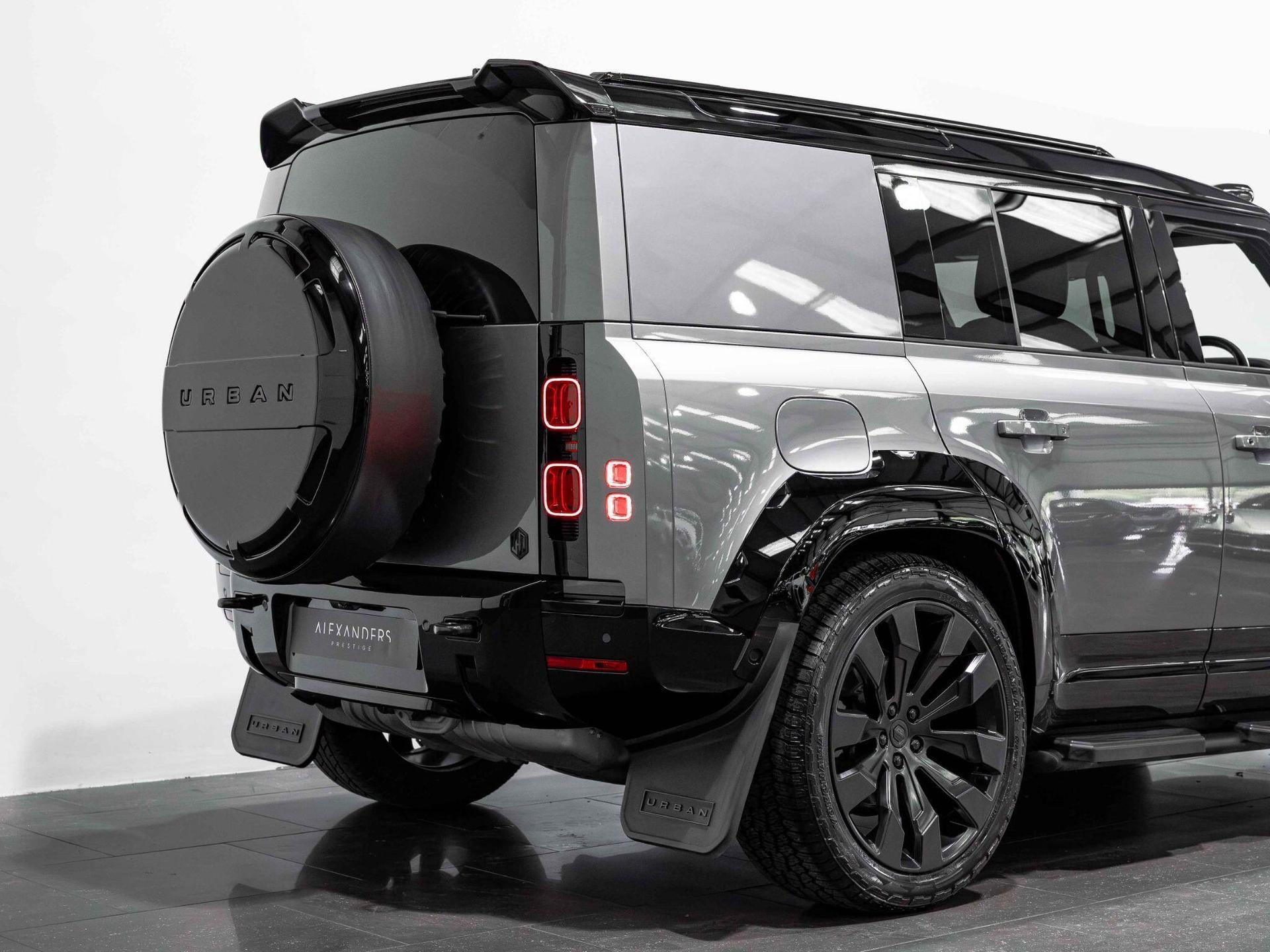 An exterior shot of the rear right on a 2023 Land Rover Defender 110