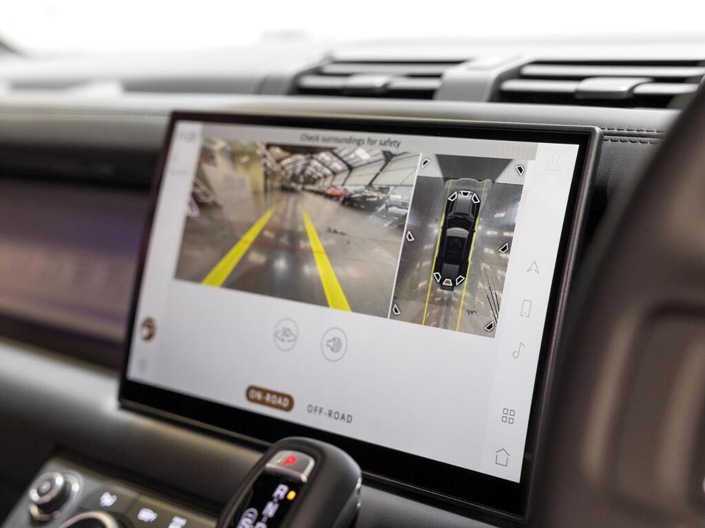 An interior shot of the infotainment system on a 2025 Land Rover Defender 110