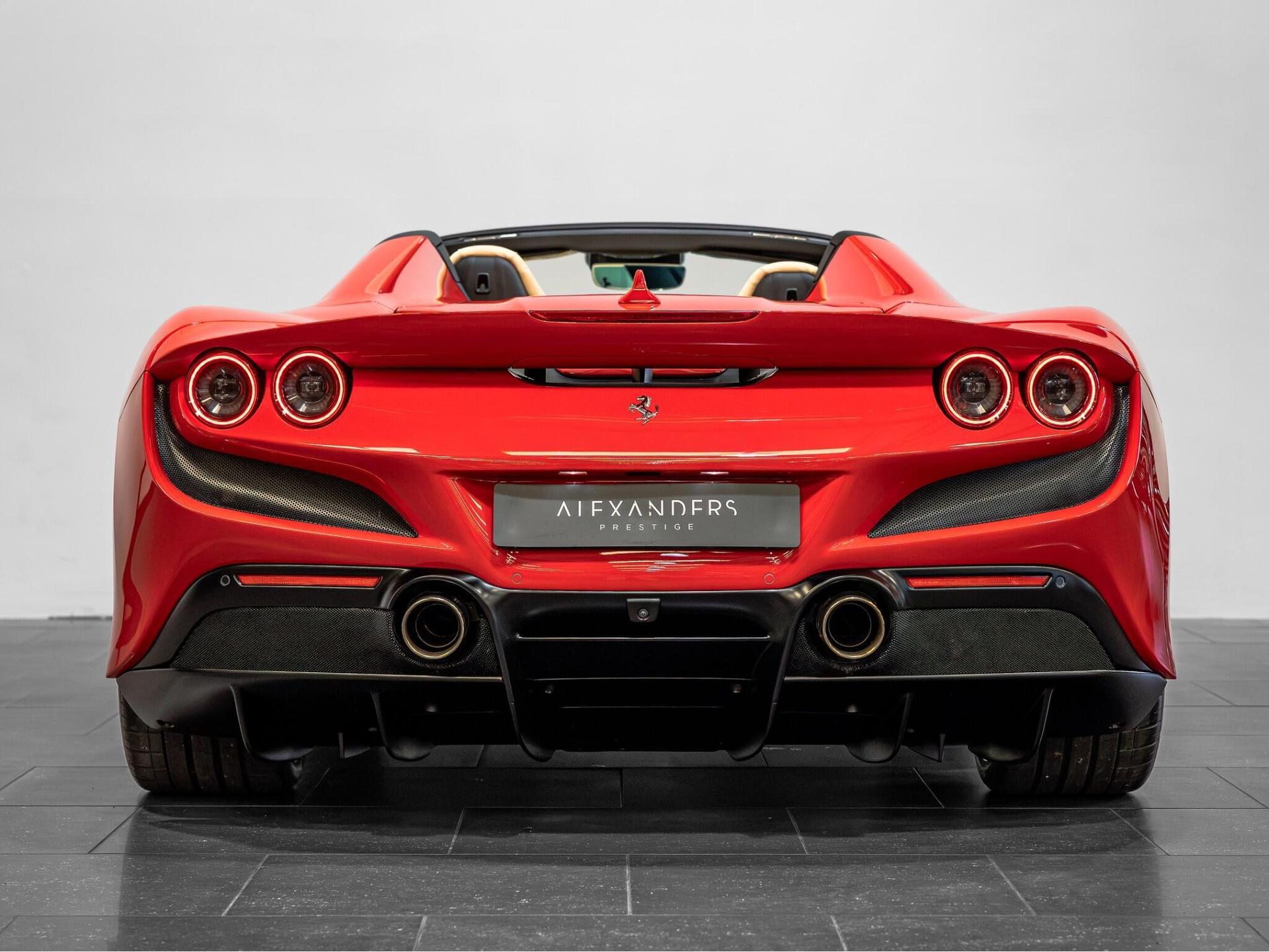 An exterior shot of the rear on a 2021 Ferrari F8 Spider