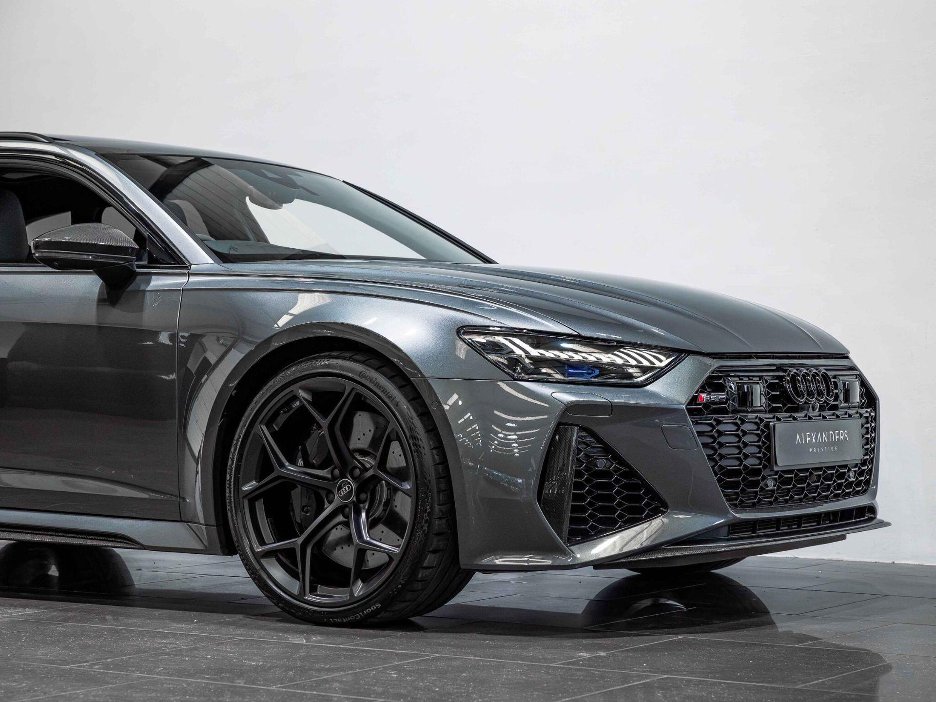 An exterior shot of the front right on a 2024 Audi RS6 Avant