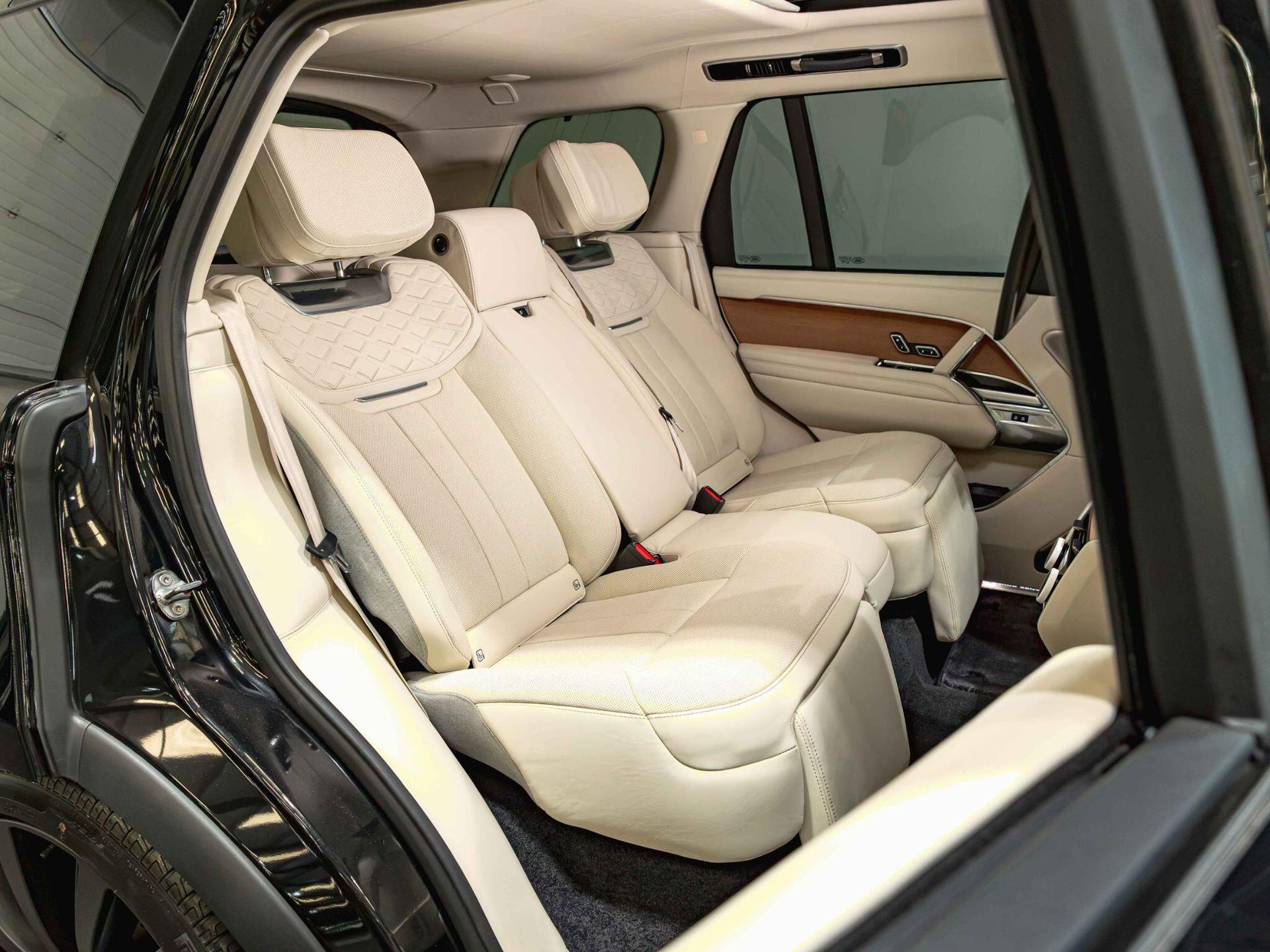 An interior shot of the seats rear on a 2024 Land Rover Range Rover