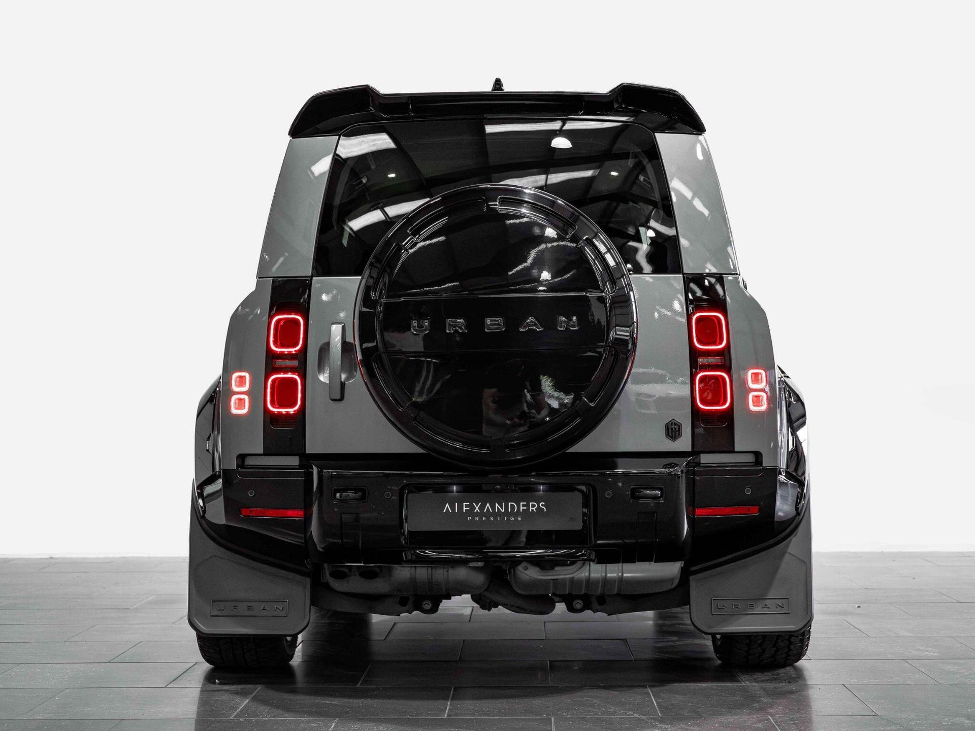 An exterior shot of the rear on a 2023 Land Rover Defender 110