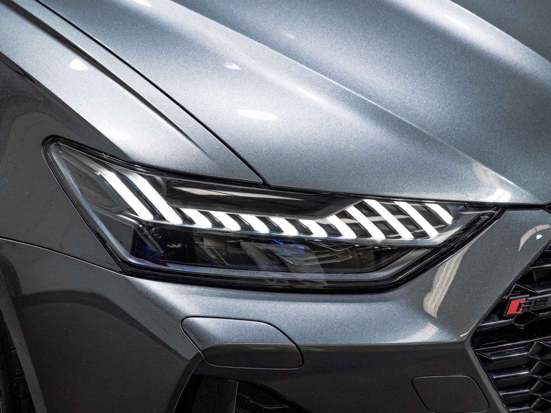 An exterior shot of the lights front on a 2024 Audi RS6 Avant