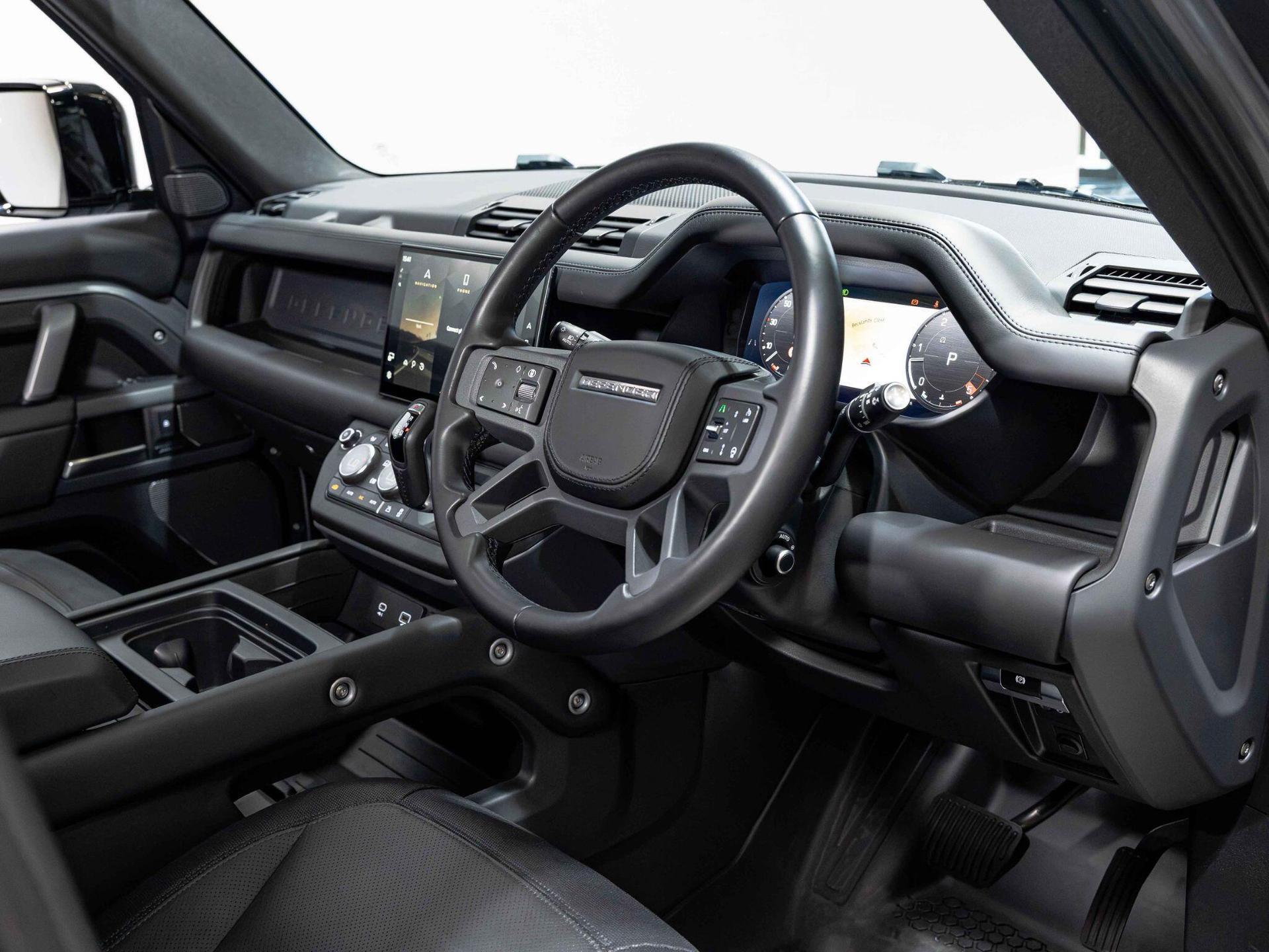 An interior shot of the interior front on a 2023 Land Rover Defender 110