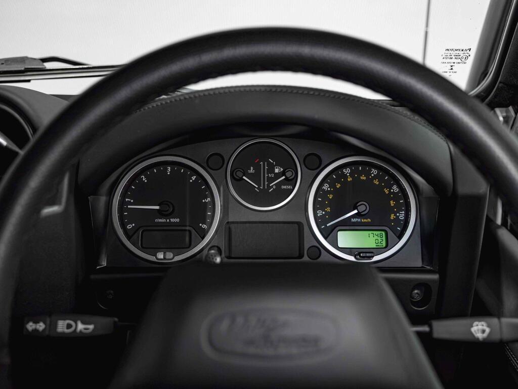 An interior shot of the driver instruments on a 2016 Land Rover Defender 90