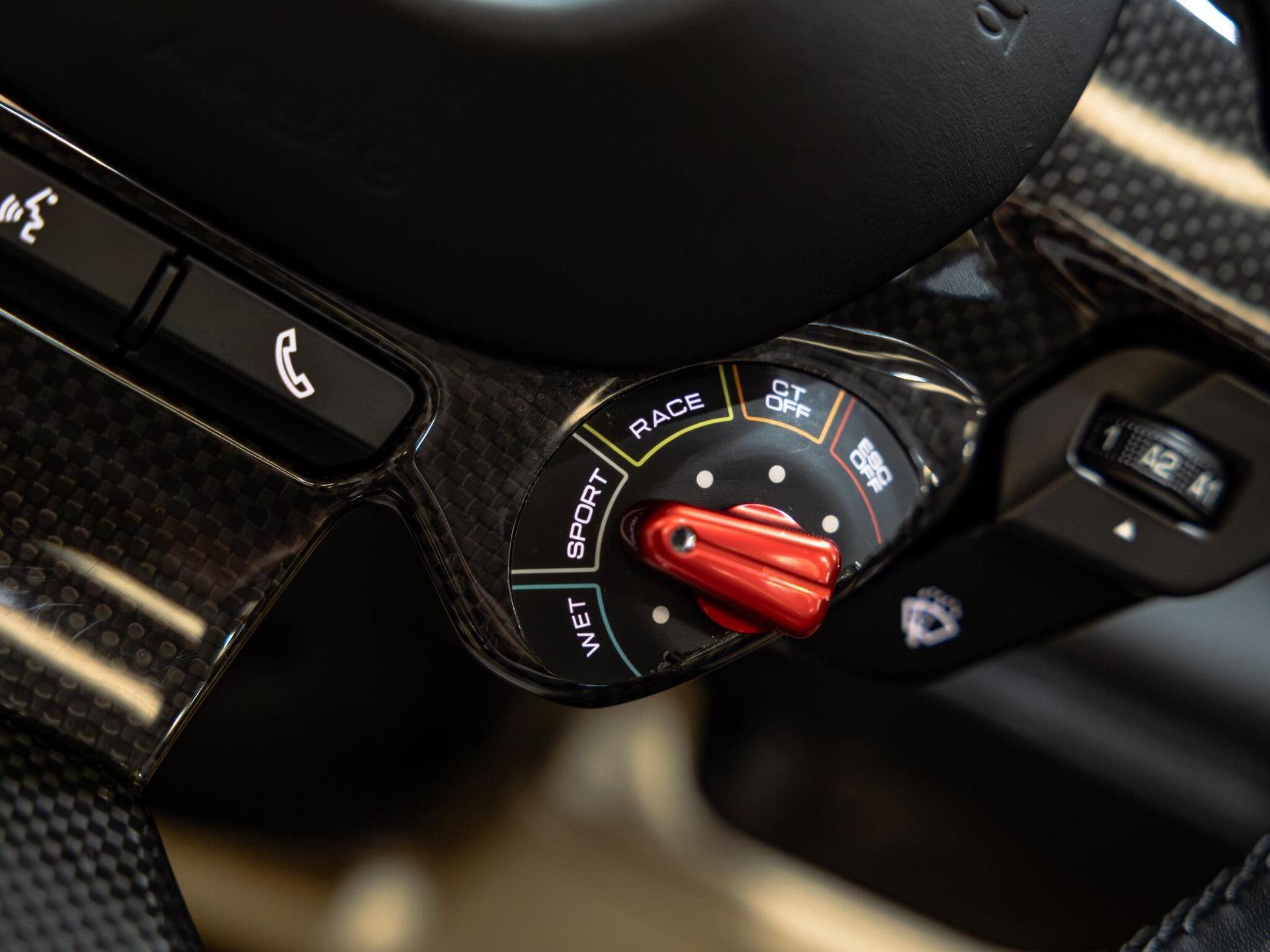 An interior shot of the misc controls on a 2021 Ferrari F8 Spider