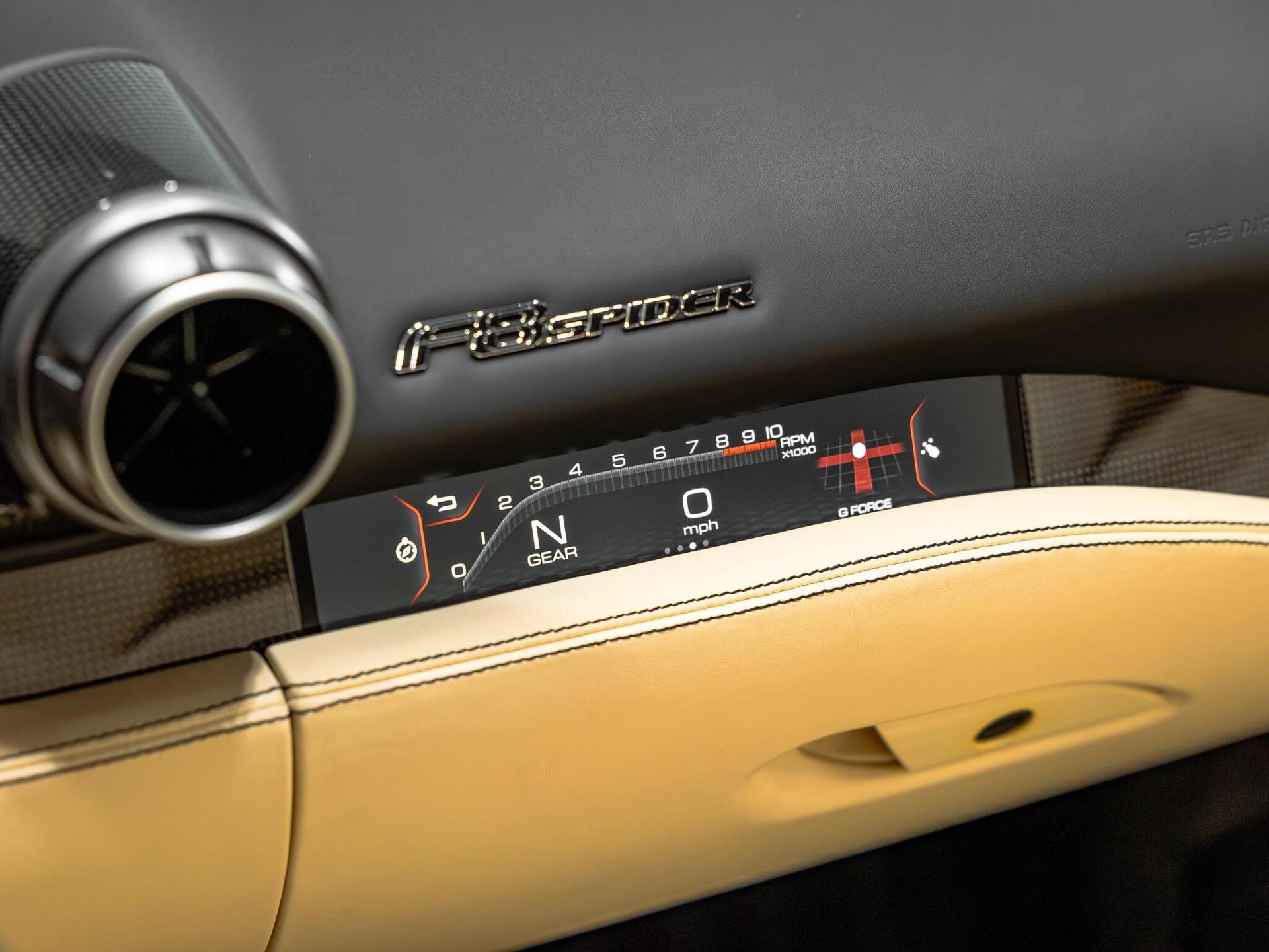 An interior shot of the misc controls on a 2021 Ferrari F8 Spider