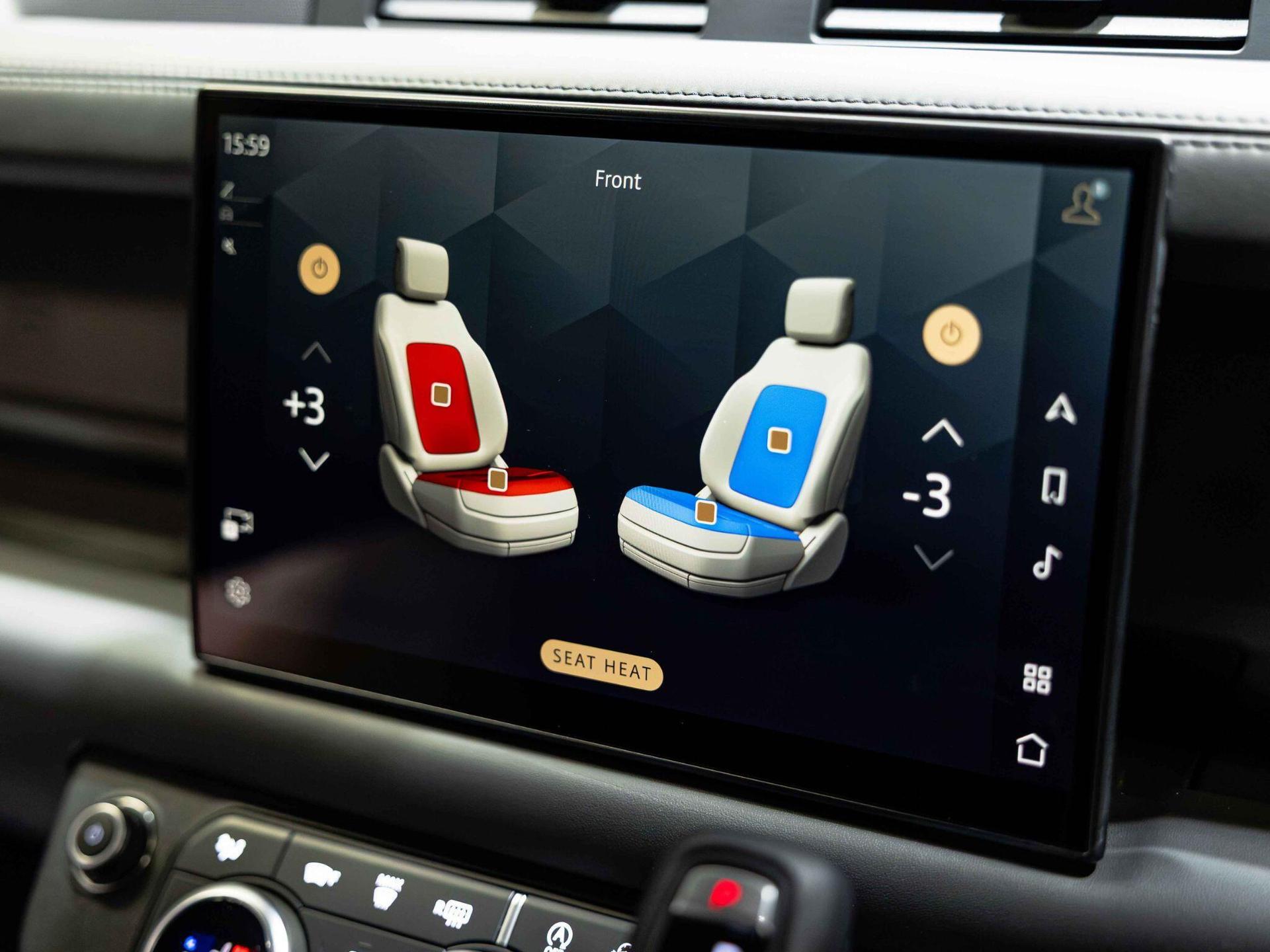 An interior shot of the infotainment system on a 2023 Land Rover Defender 110