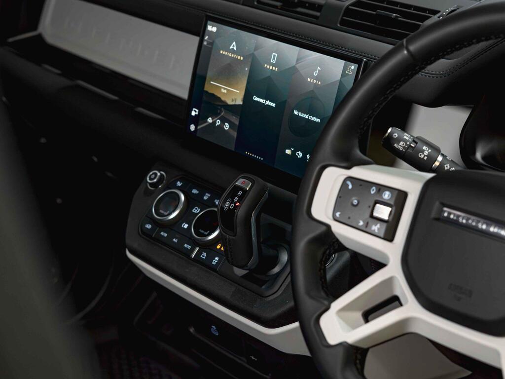 An interior shot of the infotainment system on a 2024 Land Rover Defender 110