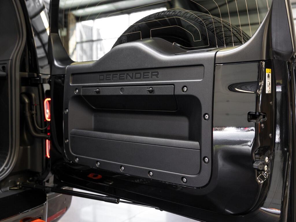 An interior shot of the door interior on a 2025 Land Rover Defender 110