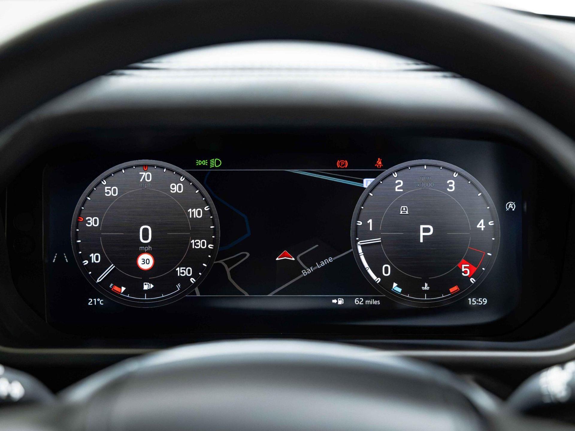 An interior shot of the driver instruments on a 2023 Land Rover Defender 110