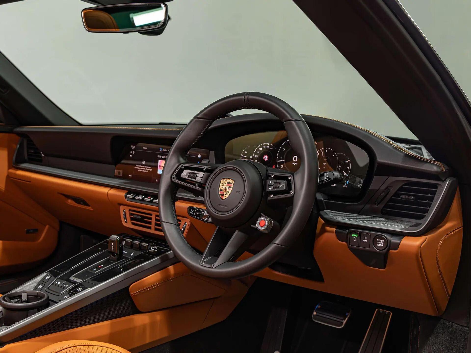 An interior shot of the interior front on a 2026 Porsche 911