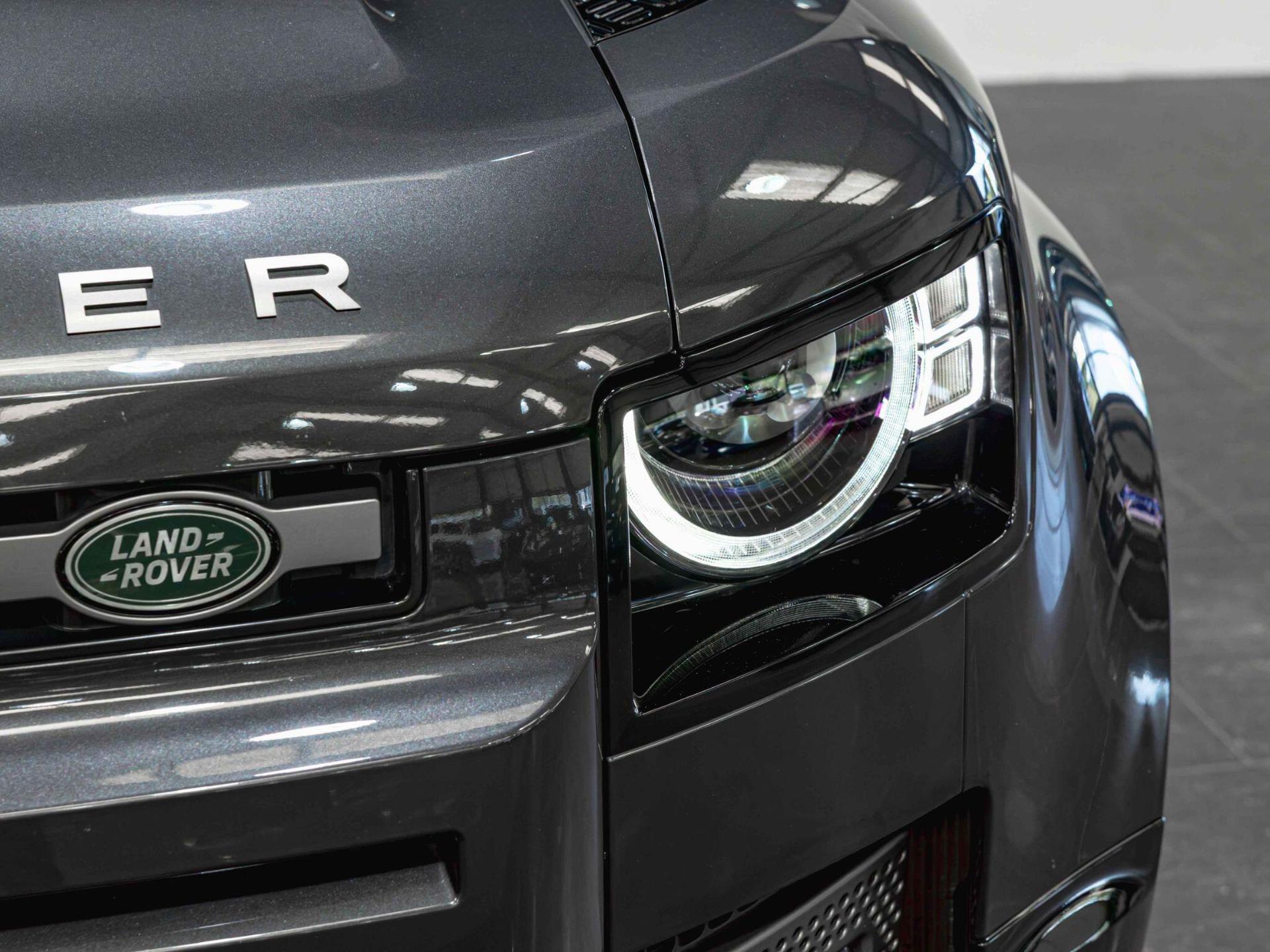 An exterior shot of the lights front on a 2024 Land Rover Defender 90