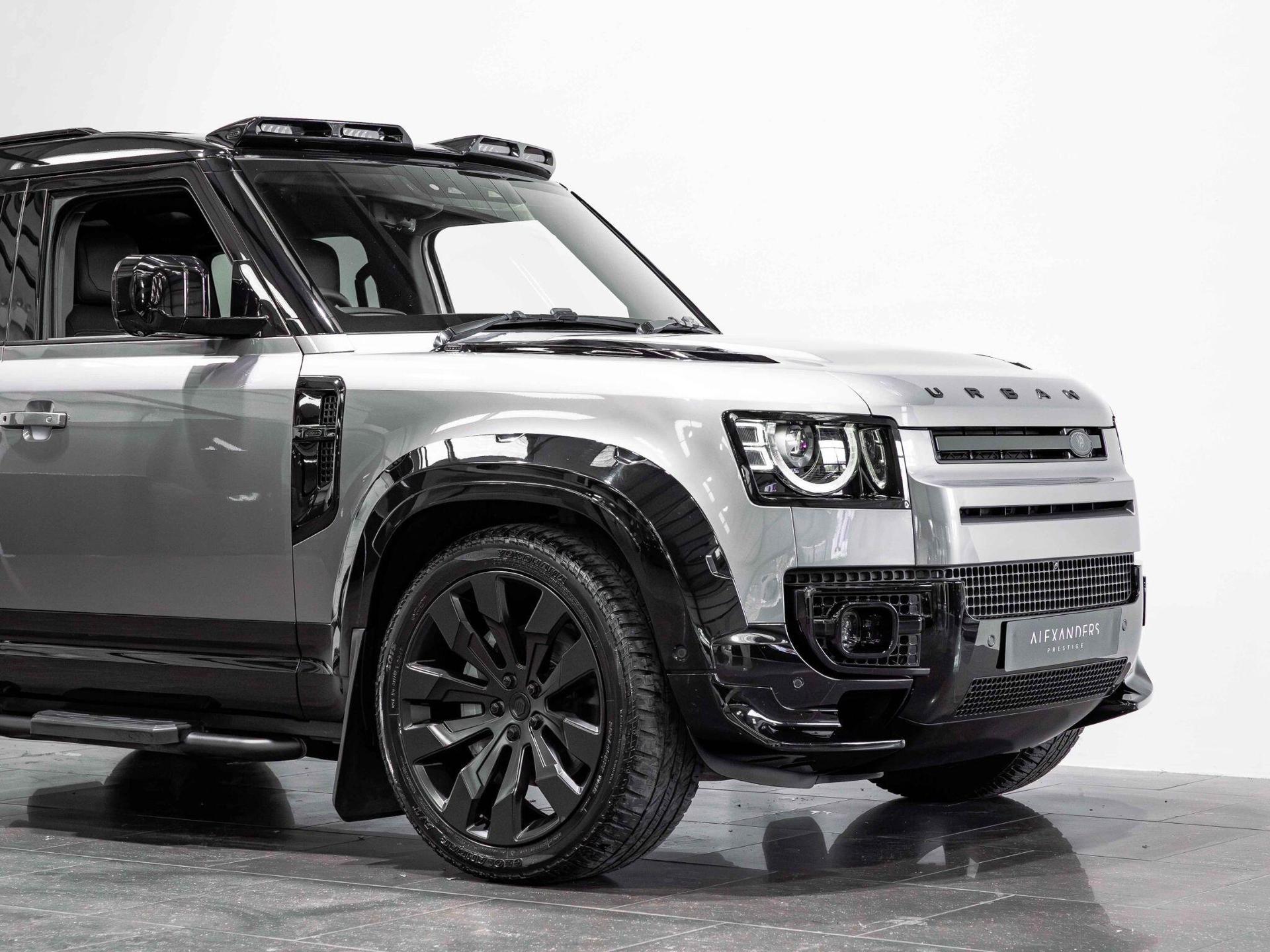 An exterior shot of the front right on a 2023 Land Rover Defender 110