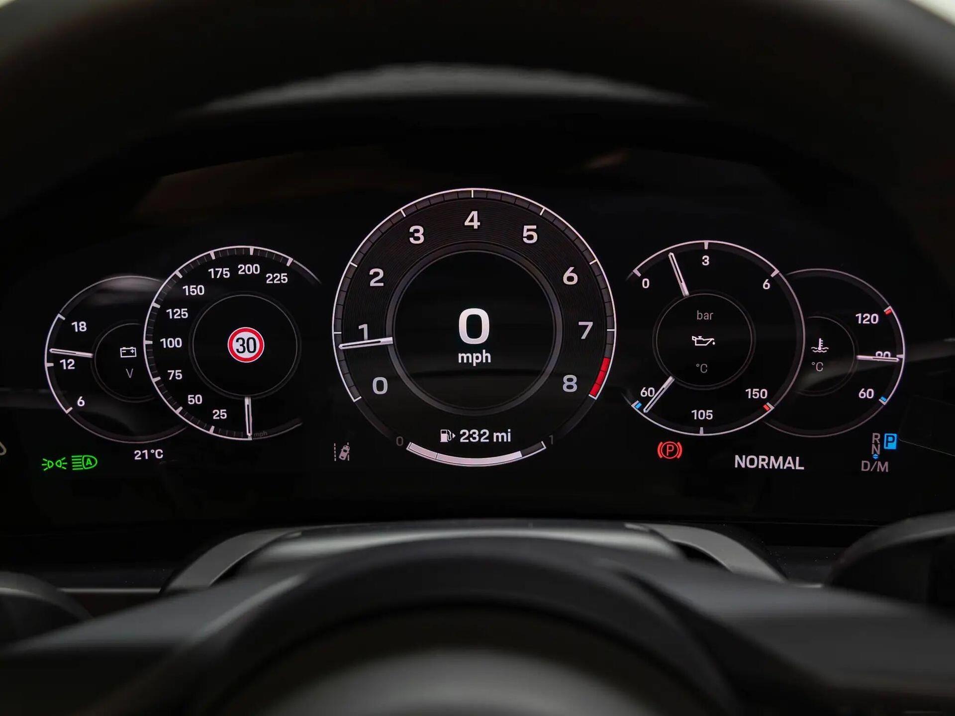 An interior shot of the driver instruments on a 2026 Porsche 911