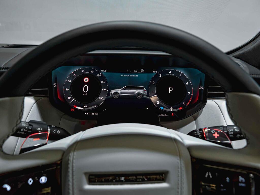 An interior shot of the driver instruments on a 2026 Land Rover Range Rover Sport