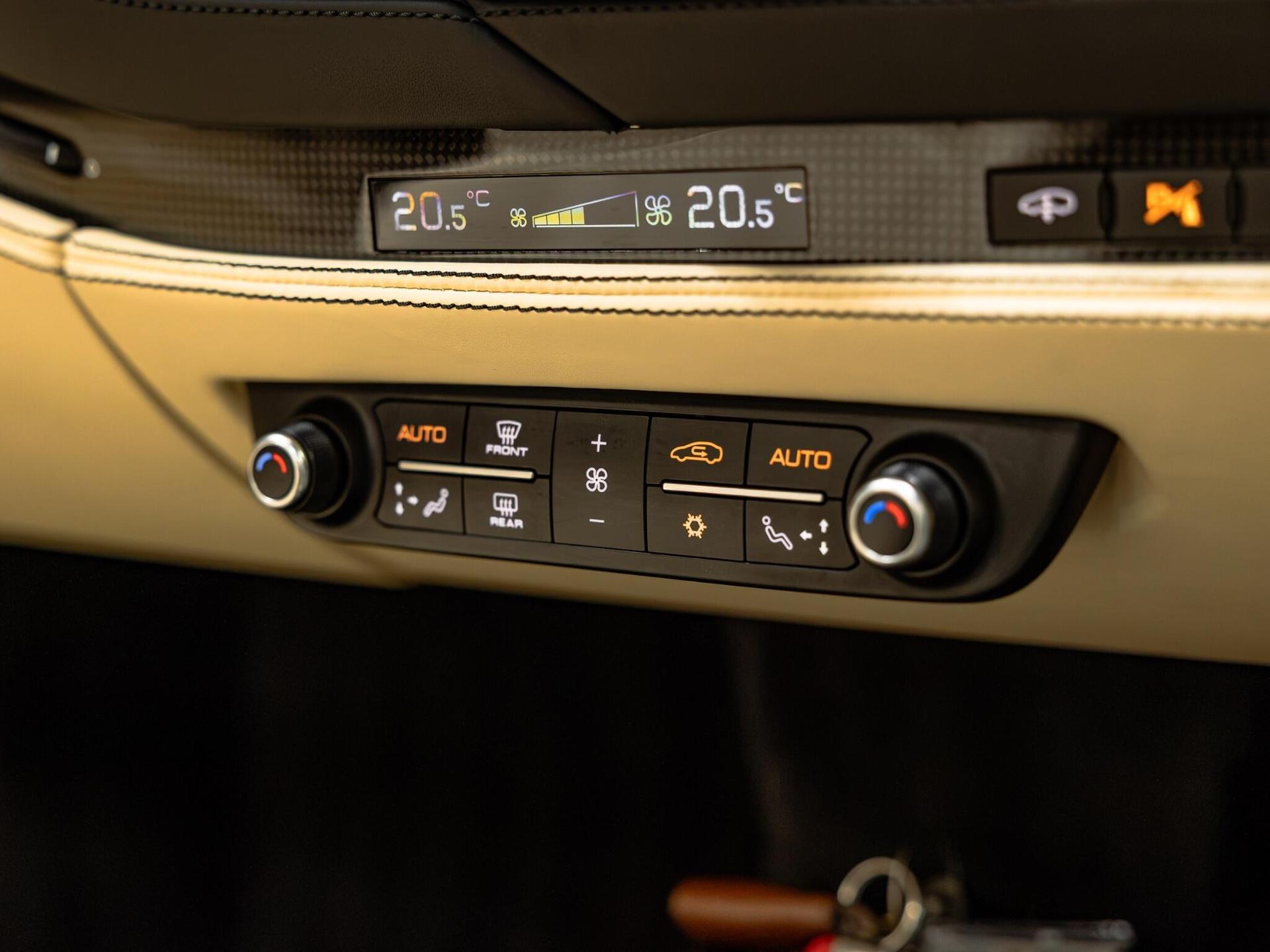 An interior shot of the misc controls on a 2021 Ferrari F8 Spider