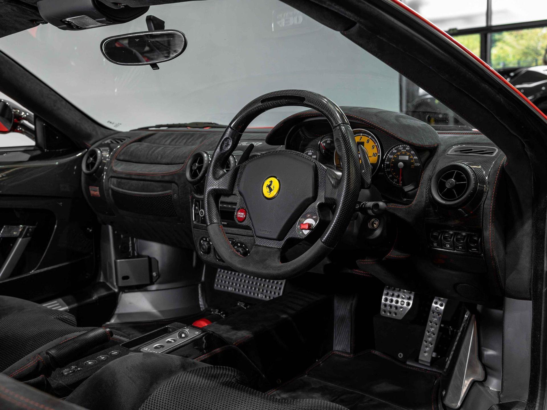 An interior shot of the interior front on a 2008 Ferrari 430