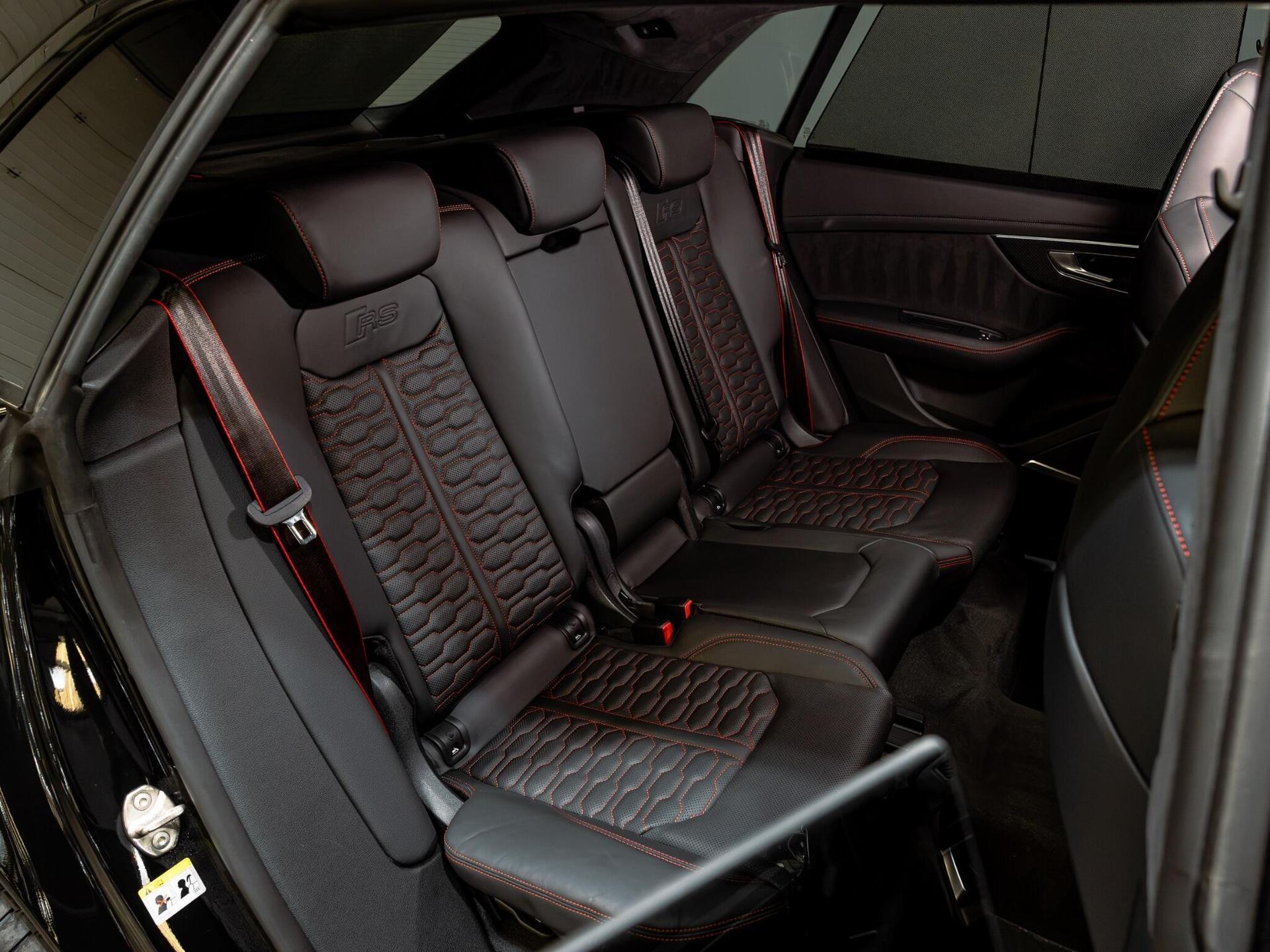An interior shot of the seats rear on a 2023 Audi RSQ8