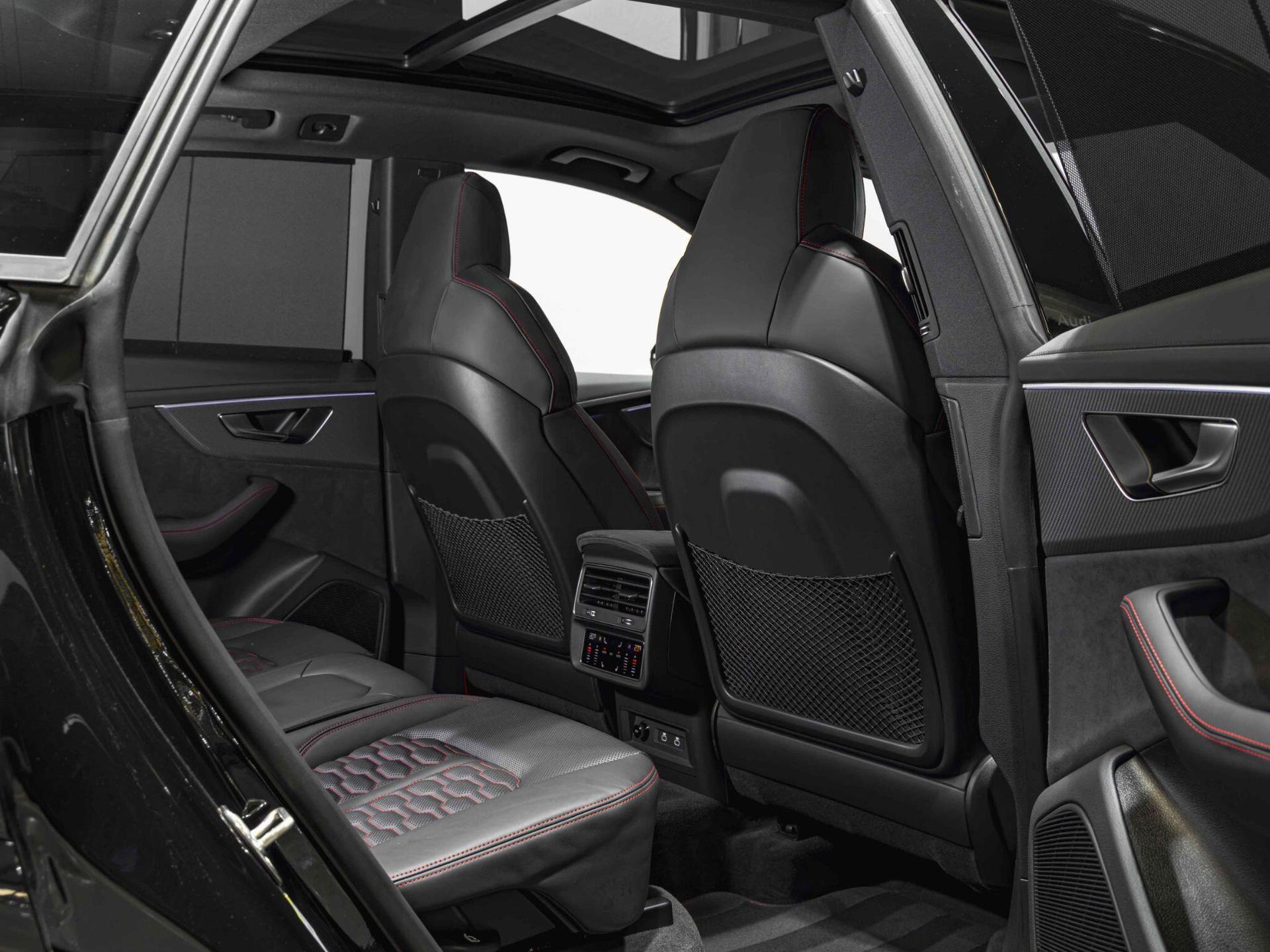 An interior shot of the seats rear on a 2025 Audi RSQ8