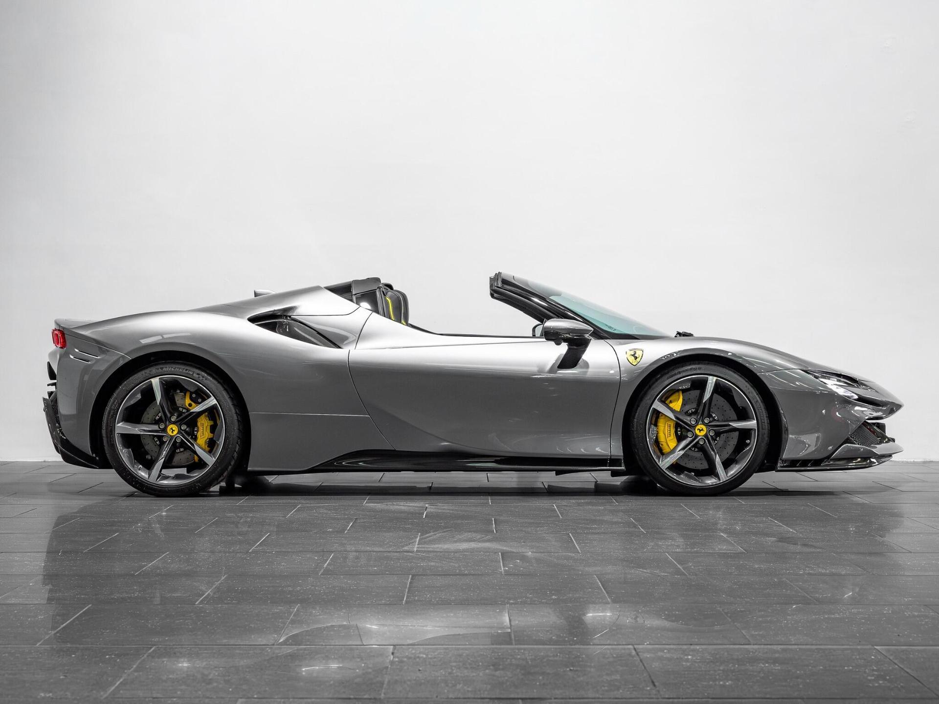 An exterior shot of the side right on a 2023 Ferrari SF90 Spider