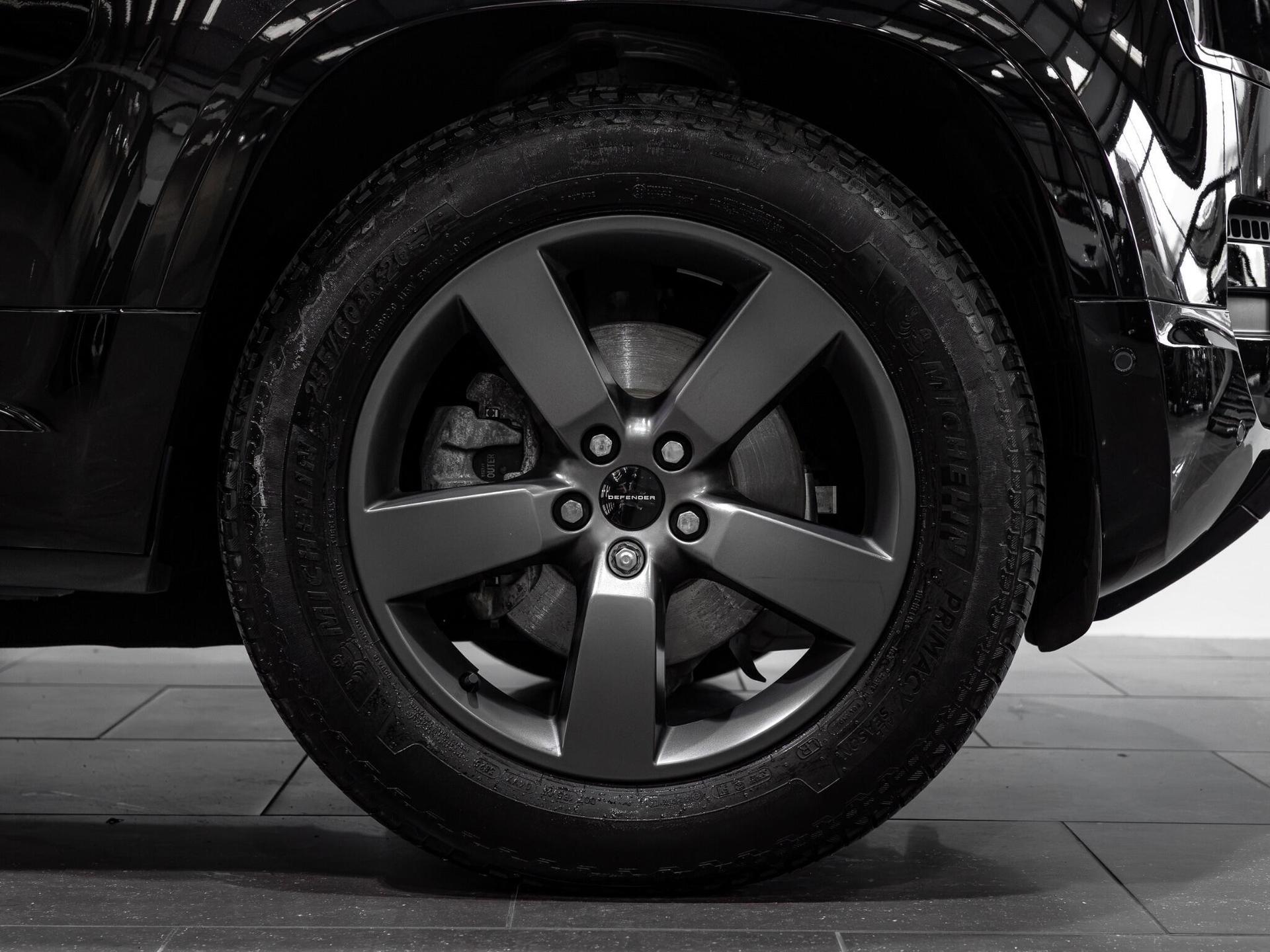 An exterior shot of the wheel on a 2026 Land Rover Defender 90