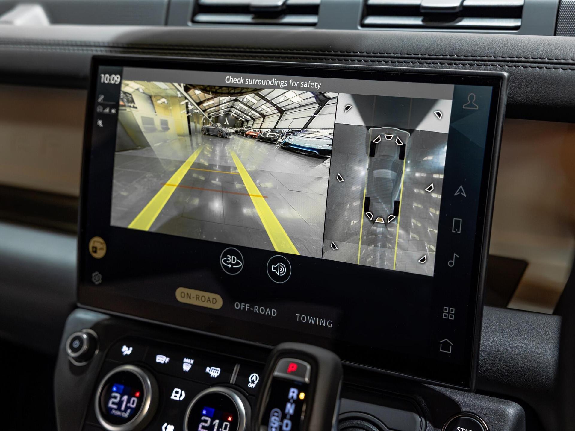 An interior shot of the infotainment system on a 2026 Land Rover Defender 110