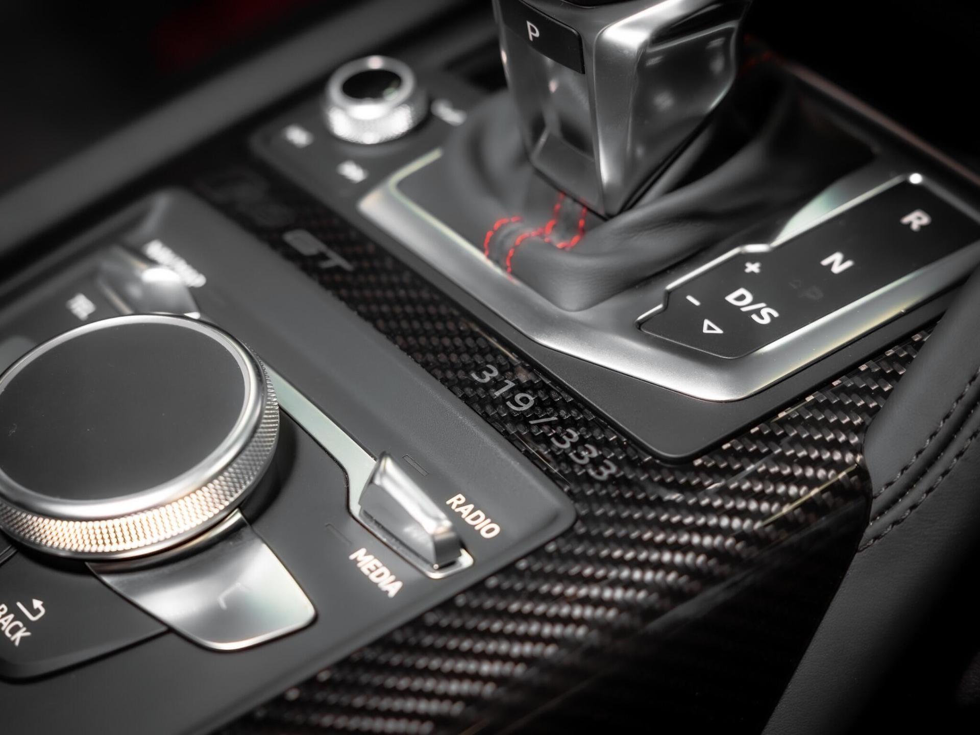 An interior shot of the misc controls on a 2023 Audi R8